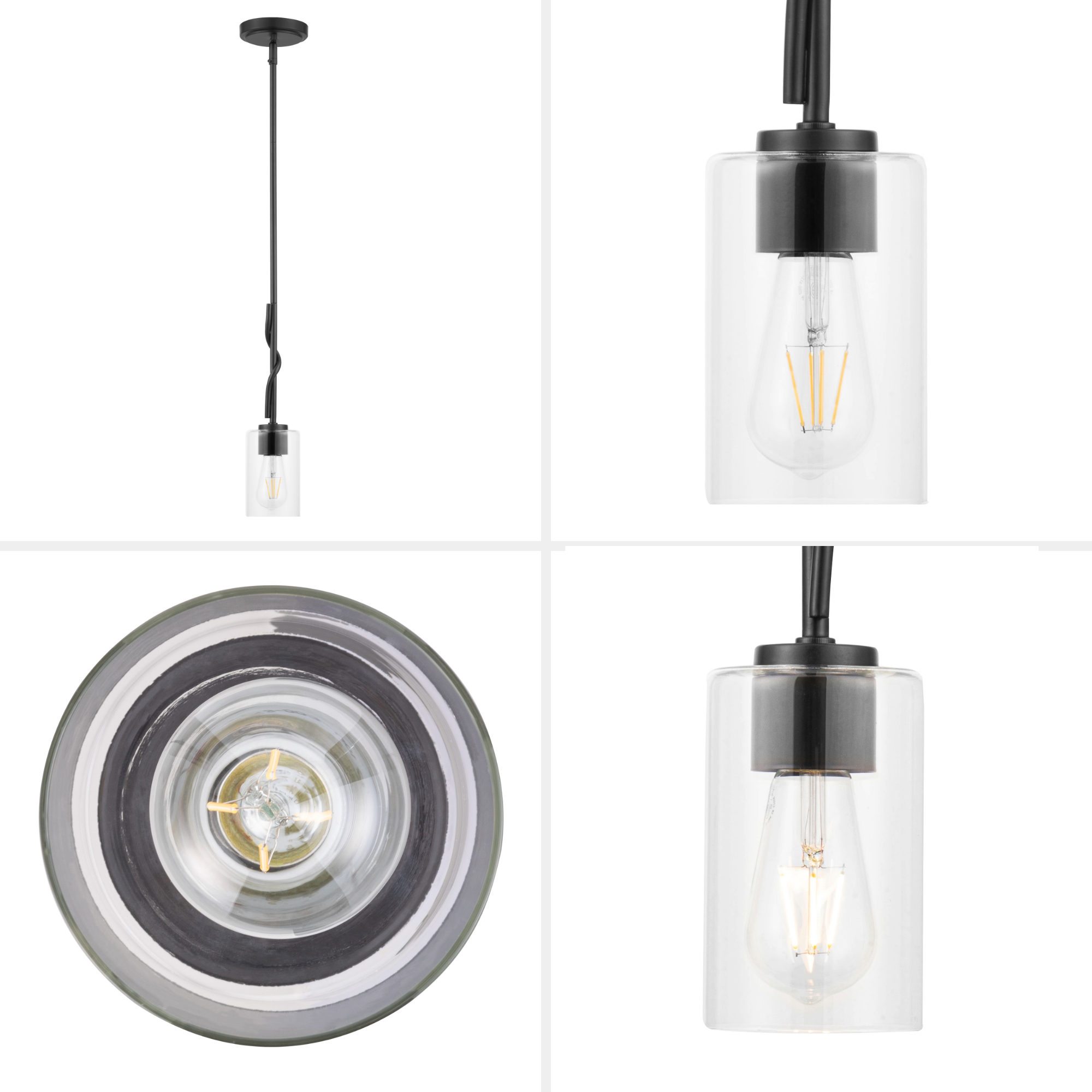 1-Light Lantier Mini Pendant, Matte Black, Clear Glass