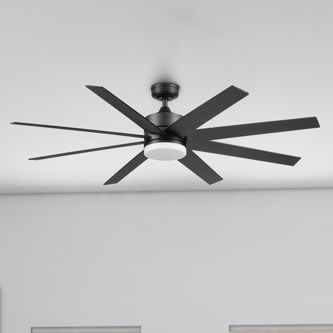 62 Inch Honeywell Kildee Matte Black Color Changing LED Ceiling Fan with Light and Remote