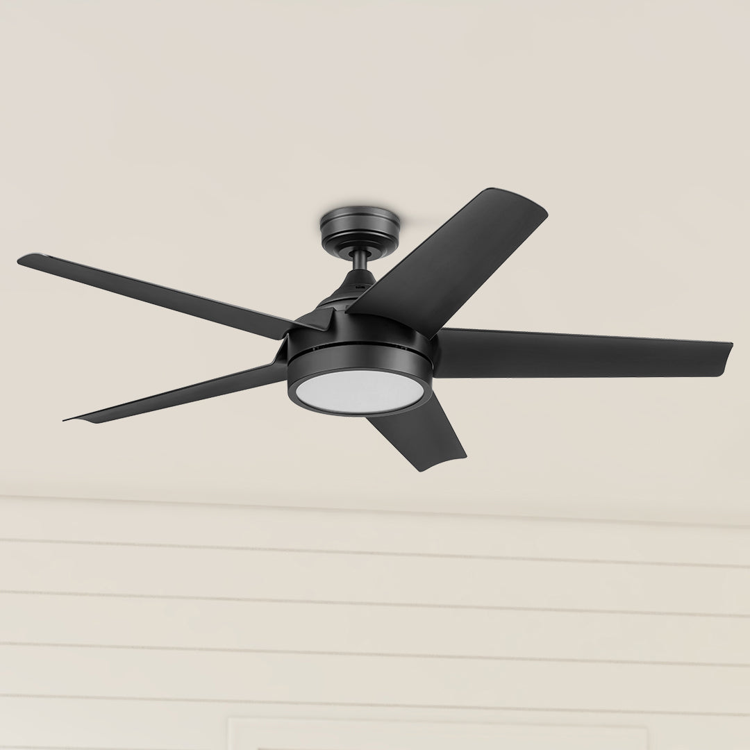 52 Inch Honeywell Byard Matte Black Color Changing LED Ceiling Fan with Light and Remote