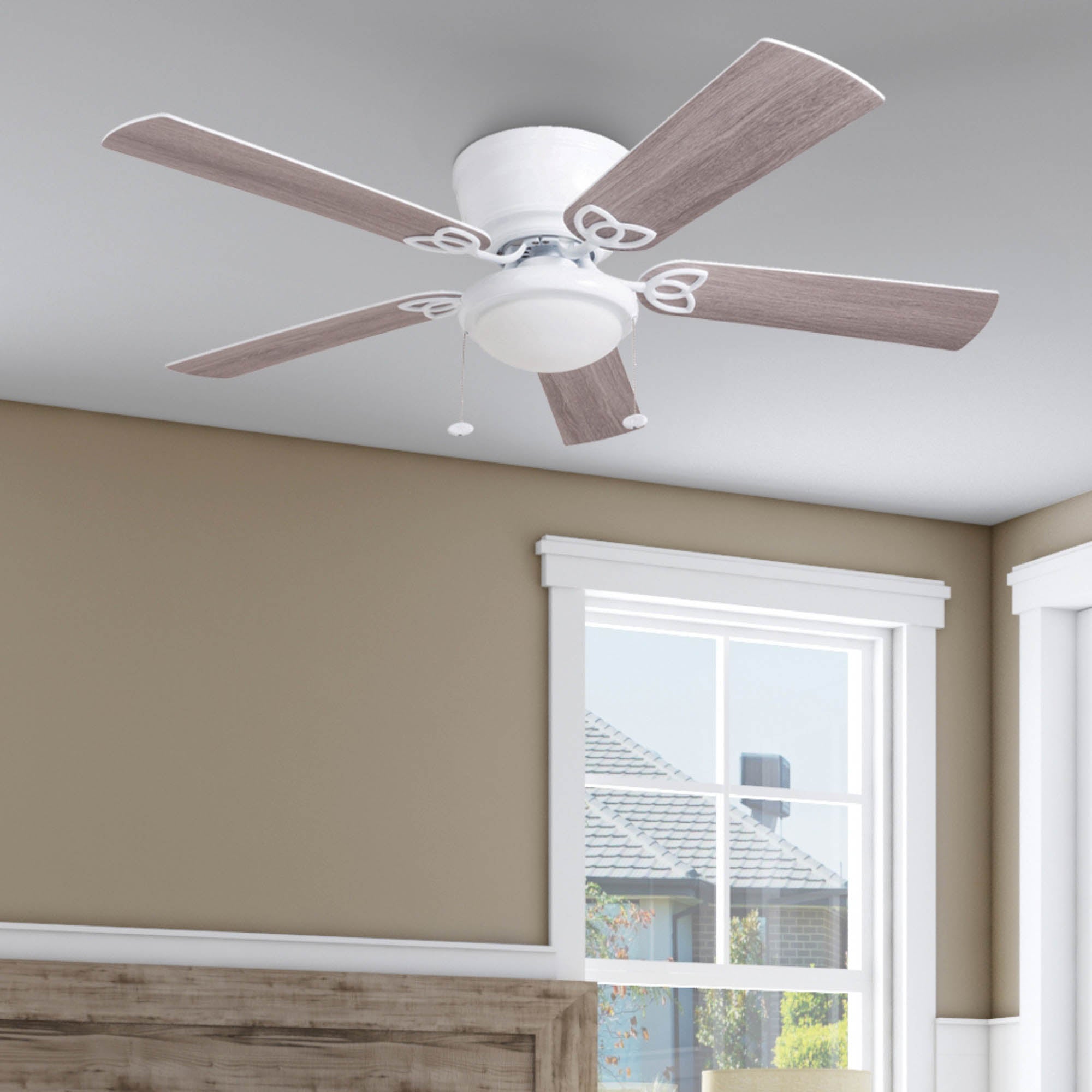 52 Inch Benton, White, Pull Chain, Ceiling Fan