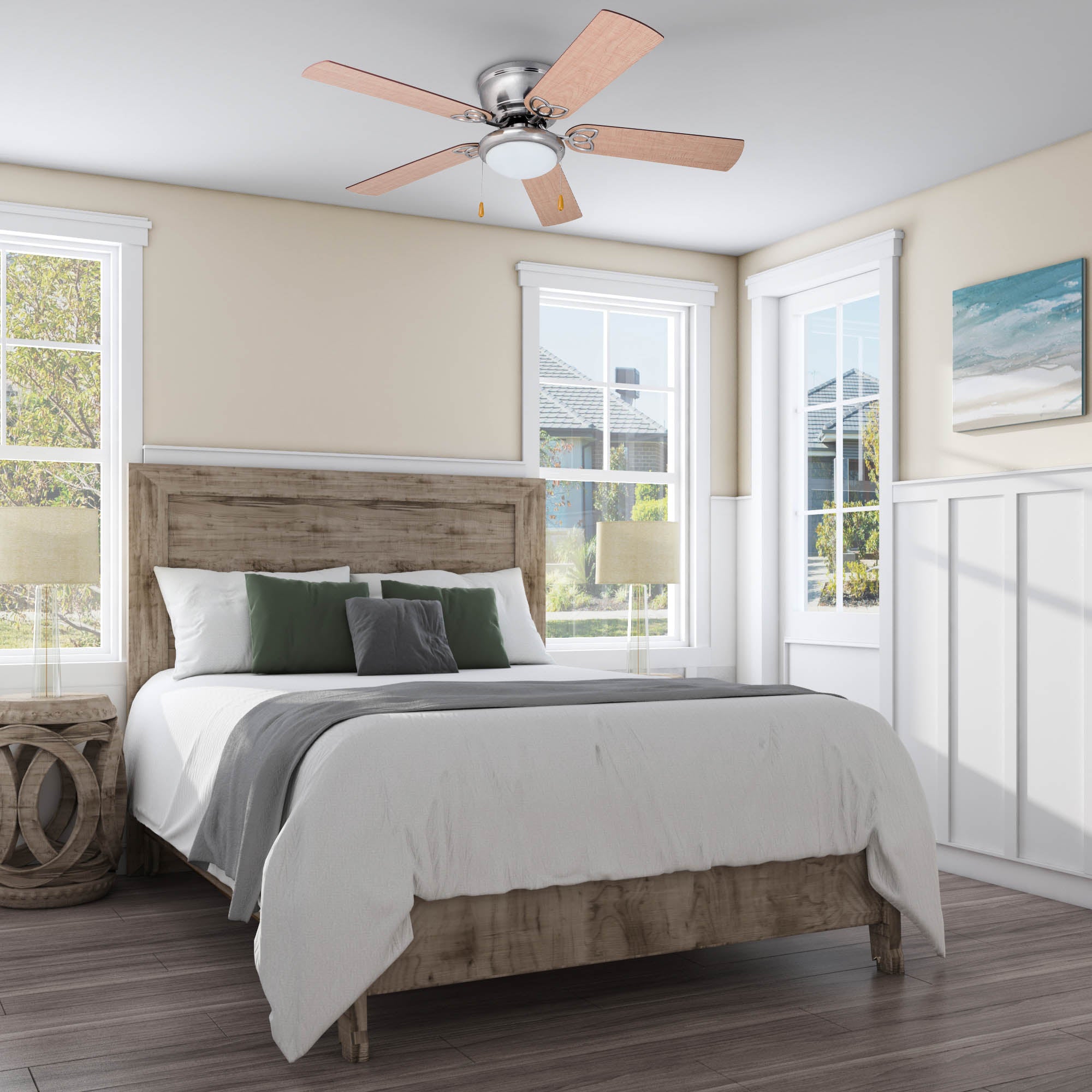 52 Inch Benton, Brushed Nickel, Pull Chain, Ceiling Fan