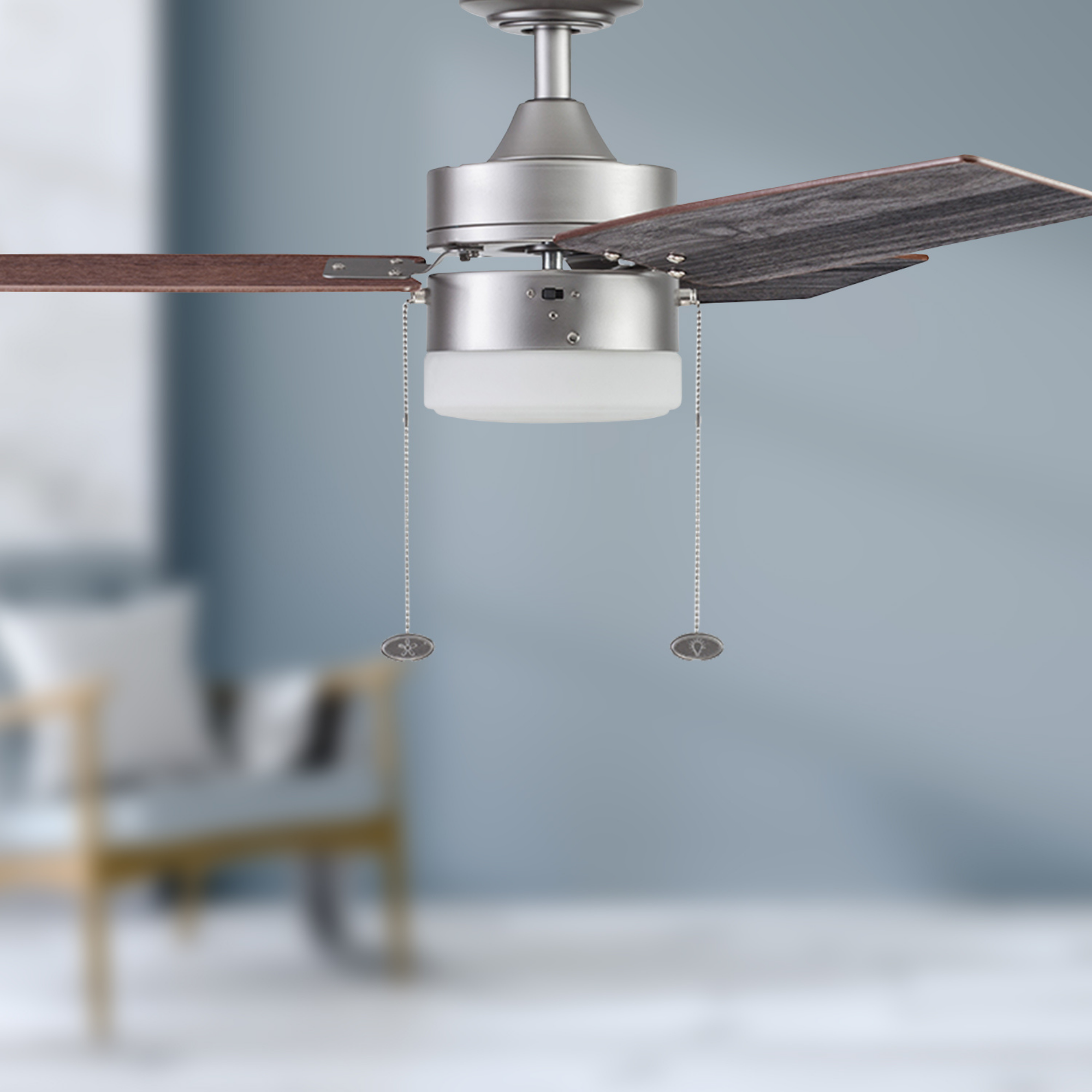 42 Inch Reston, Pewter, Pull Chain, Ceiling Fan by Prominence Home