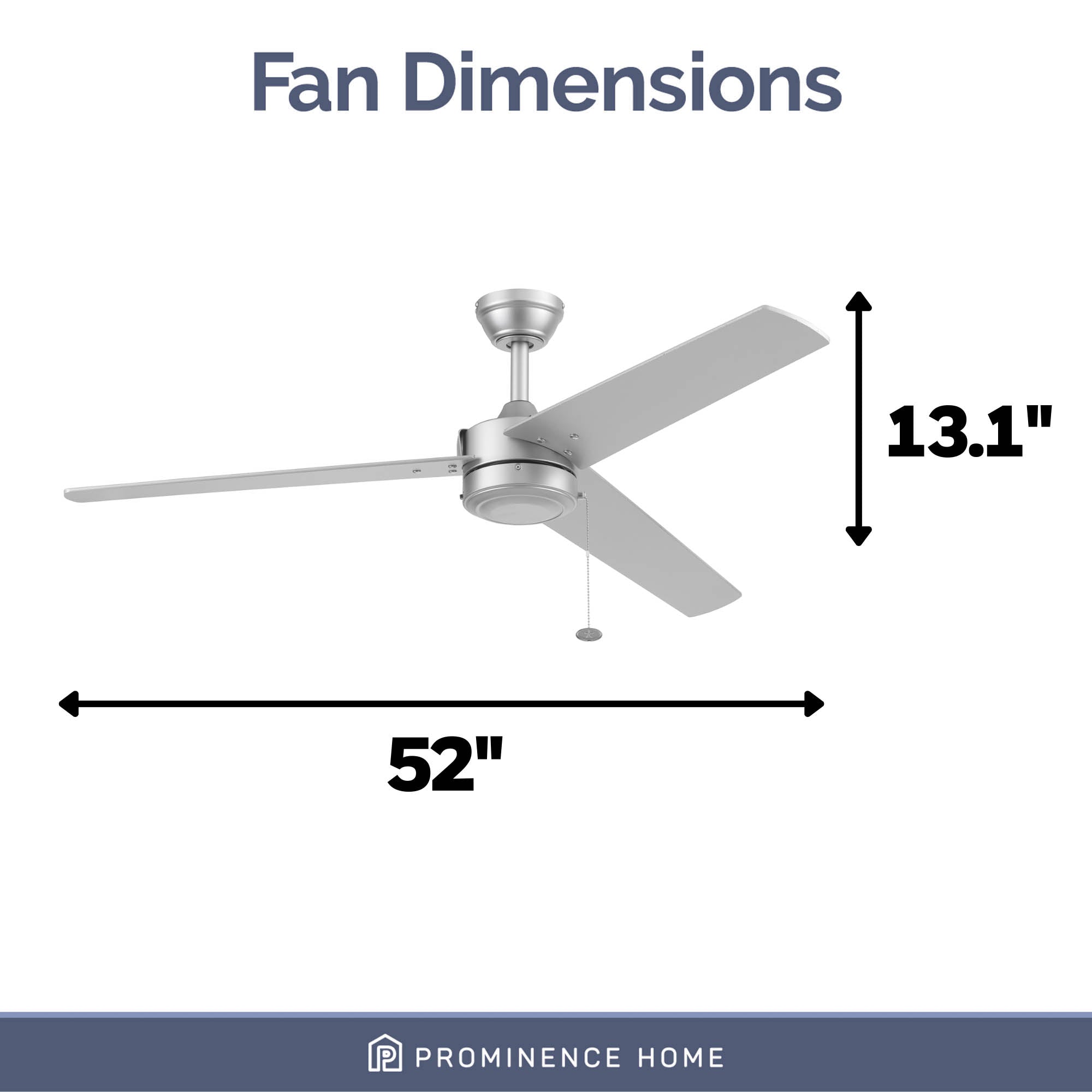 52 Inch Tenant, Matte Nickel, Pull Chain, Indoor/Outdoor Ceiling Fan