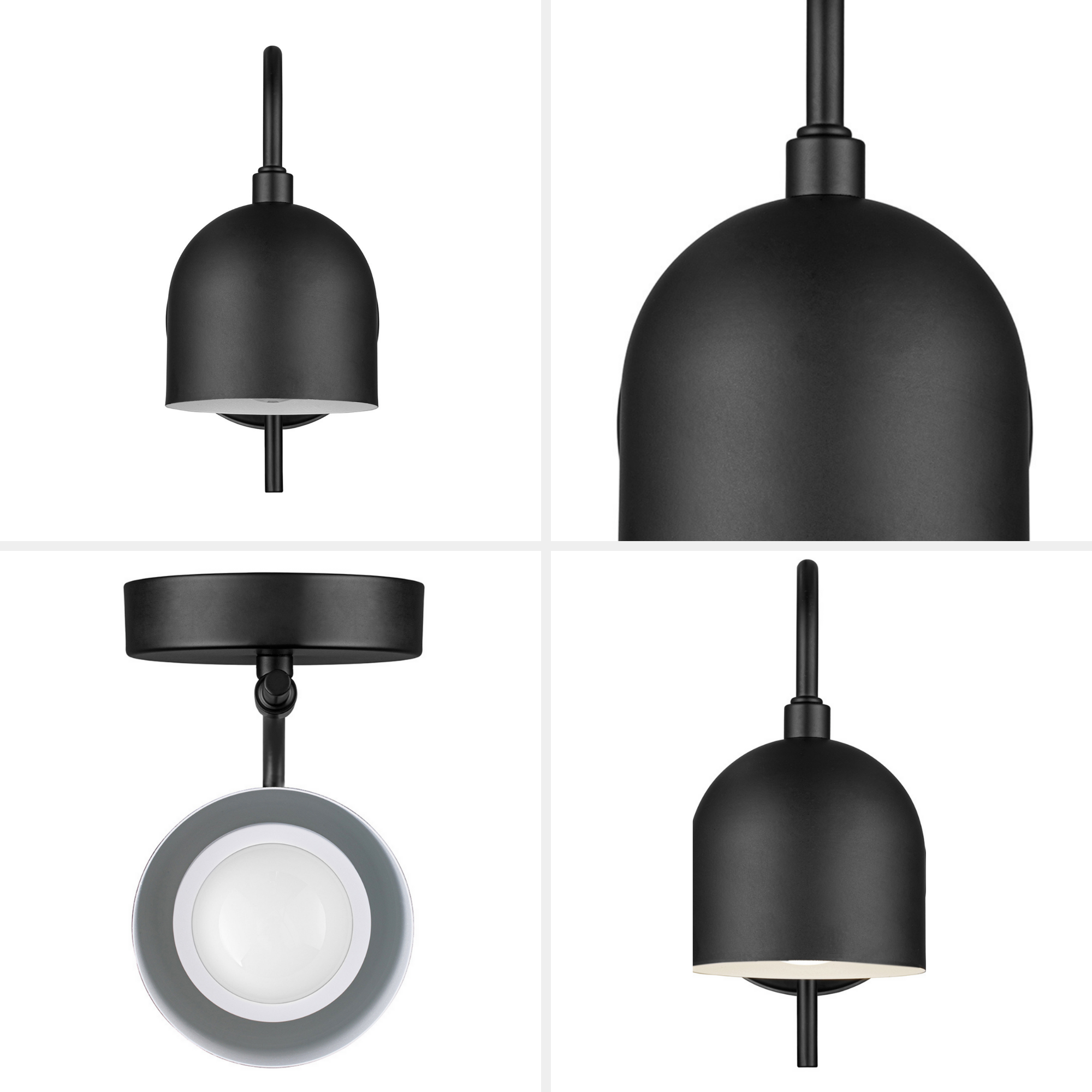 2-Pack Battery-Operated LED Wall Sconce, Matte Black, Metal Shade