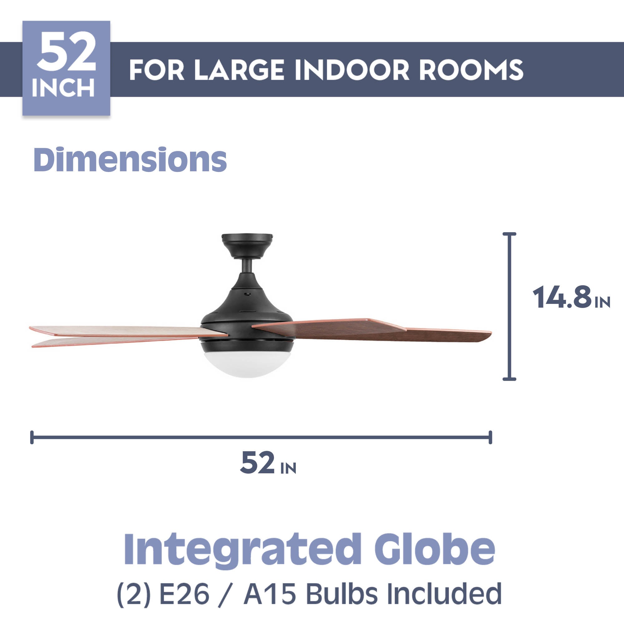 52 Inch Ashby, Oil Rubbed Bronze, Remote Control, Ceiling Fan