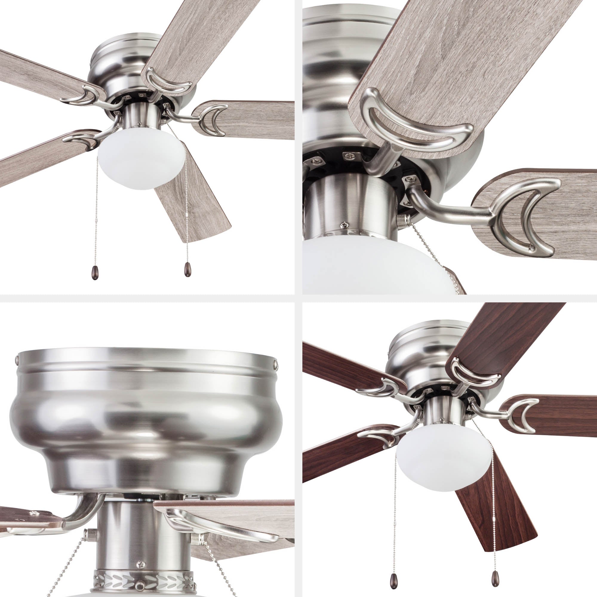 44 Inch Alvina, Satin Nickel, Pull Chain, Ceiling Fan