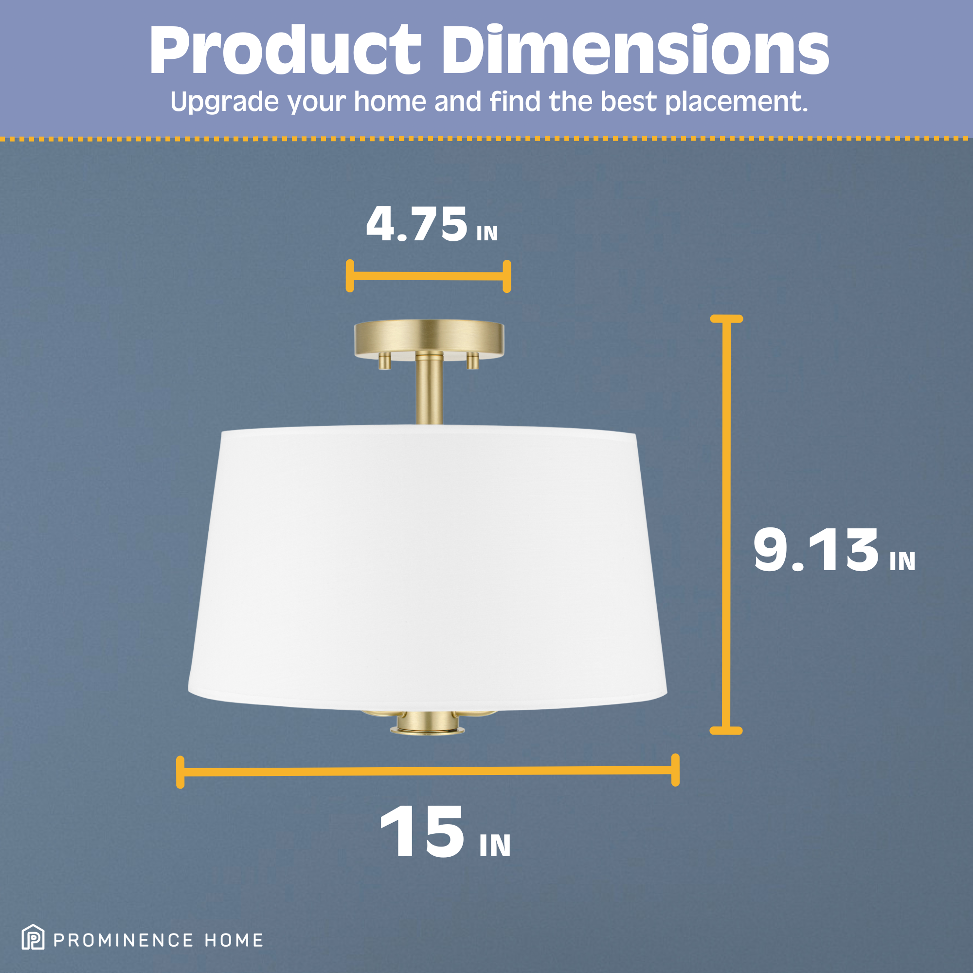 3-Light Billet Convertible Pendant/Semi-Flush, Brushed Gold, Fabric Shades