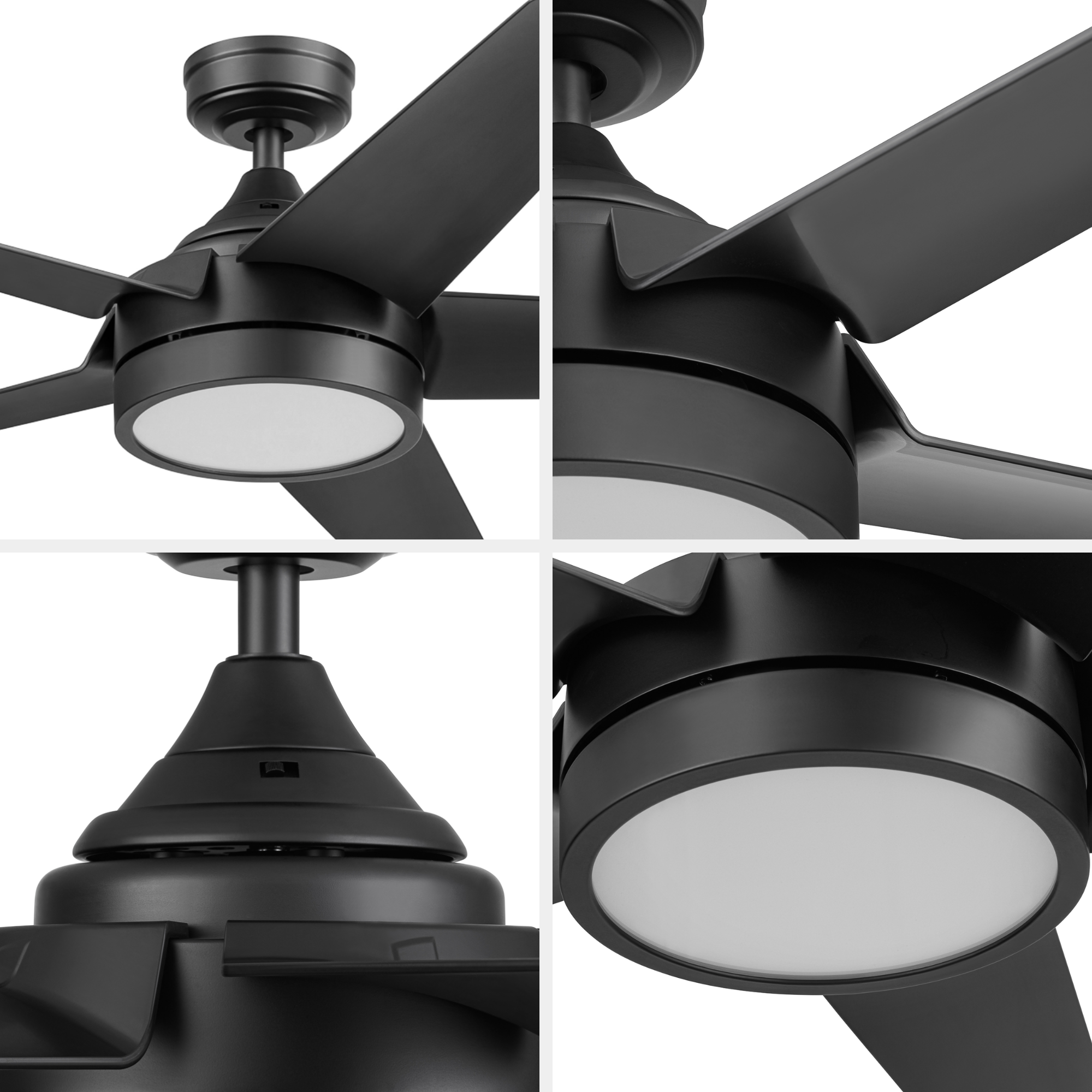 52 Inch Honeywell Byard Matte Black Color Changing LED Ceiling Fan with Light and Remote