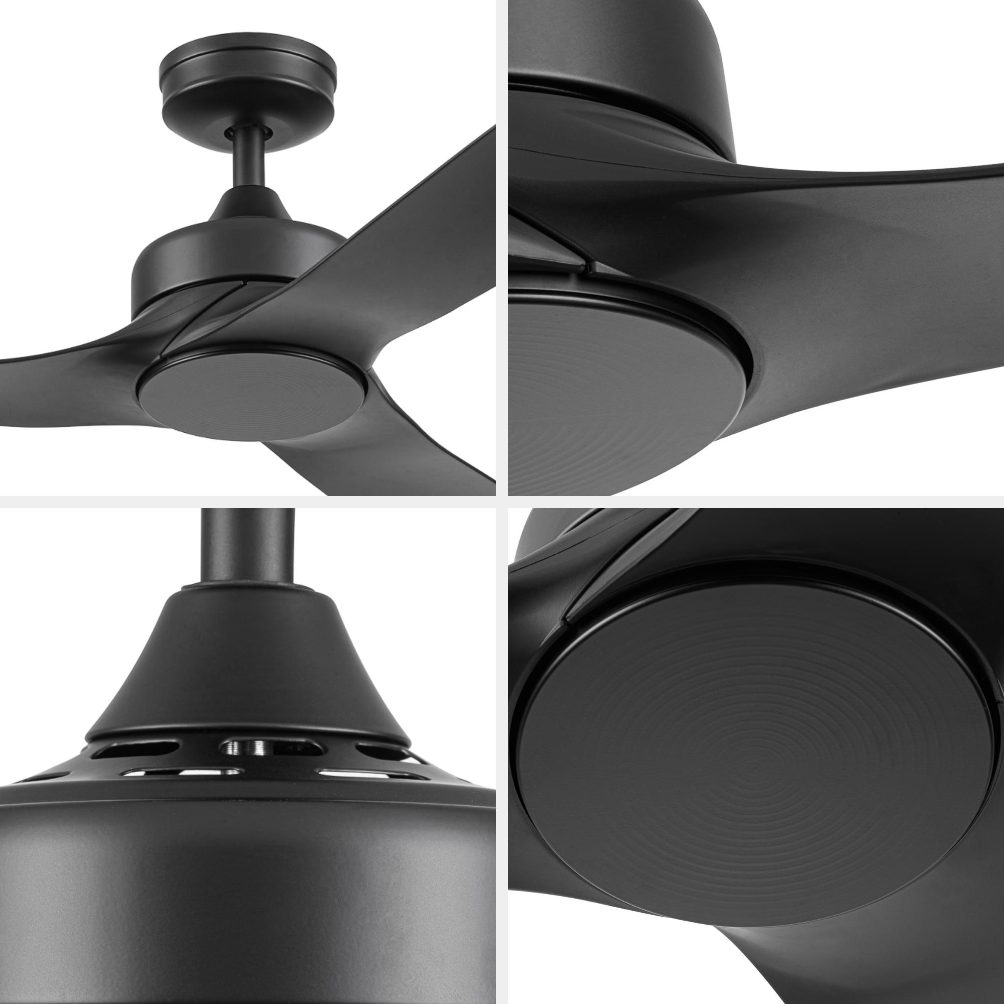 52 Inch Honeywell Lynton Matte Black Color Changing LED Ceiling Fan with No Light and Remote