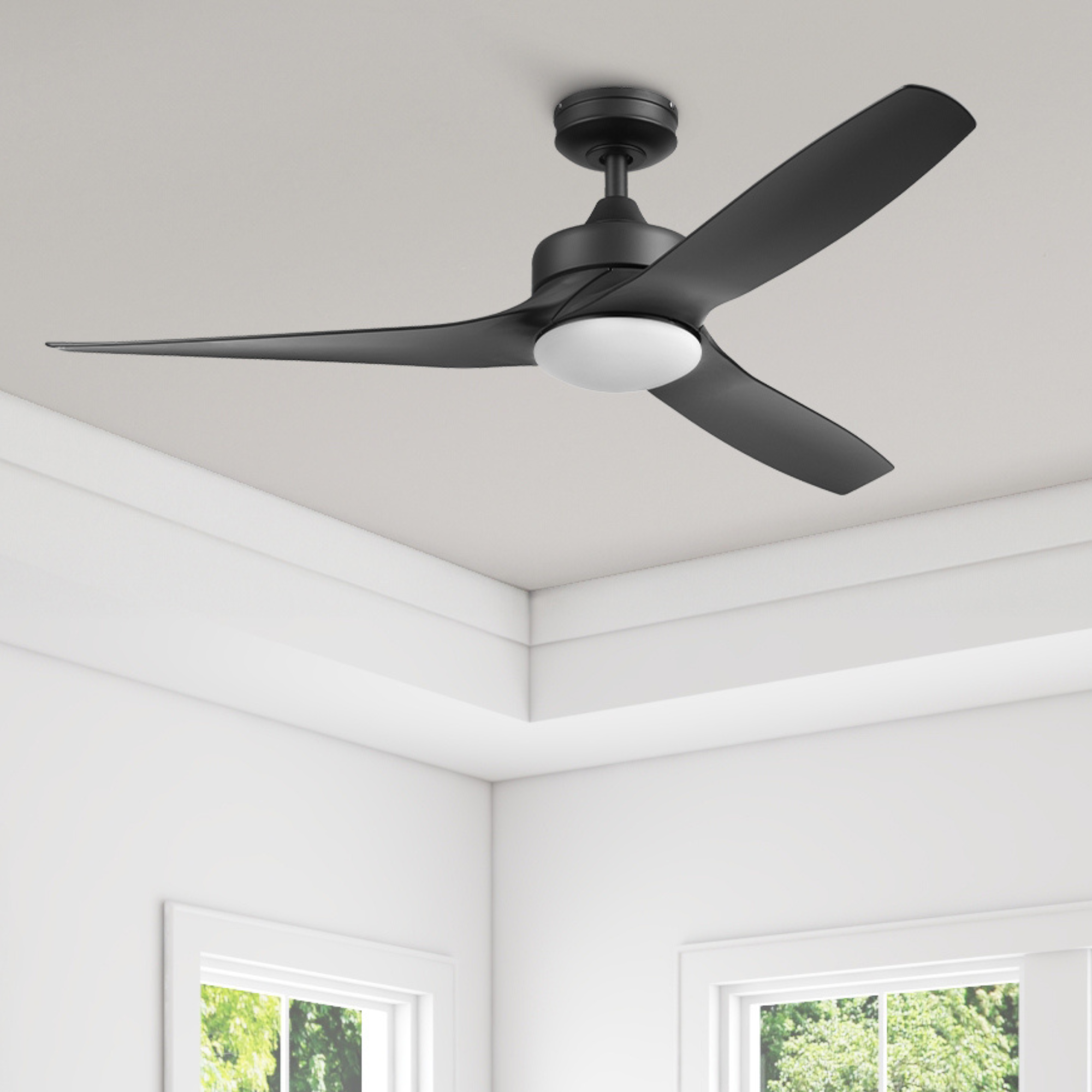52 Inch Honeywell Lynton Matte Black Ceiling Fan with Light and 52 Inch Honeywell Lynton Matte Black Ceiling Fan with Light and