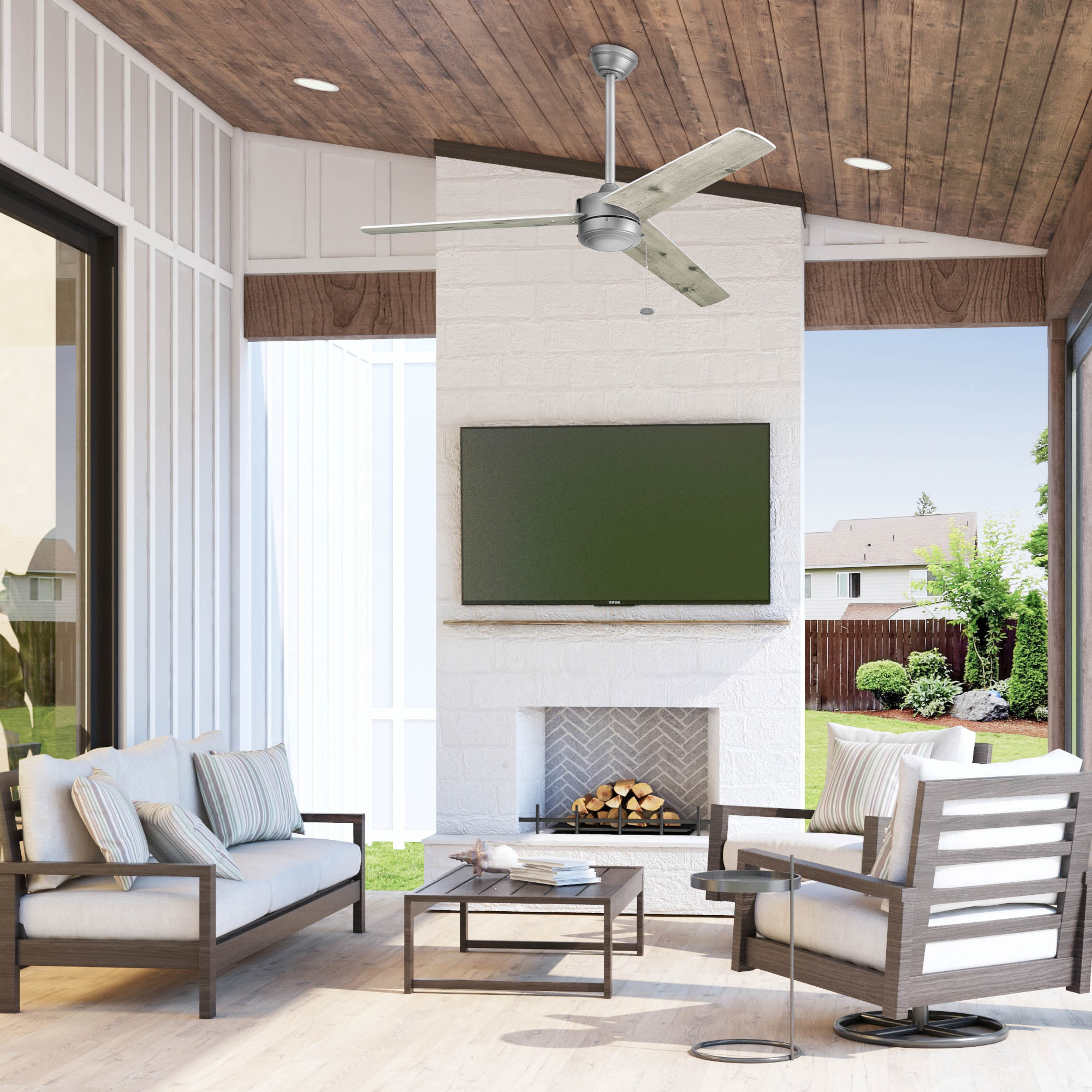 52 Inch Tenant, Matte Nickel, Pull Chain, Indoor/Outdoor Ceiling Fan