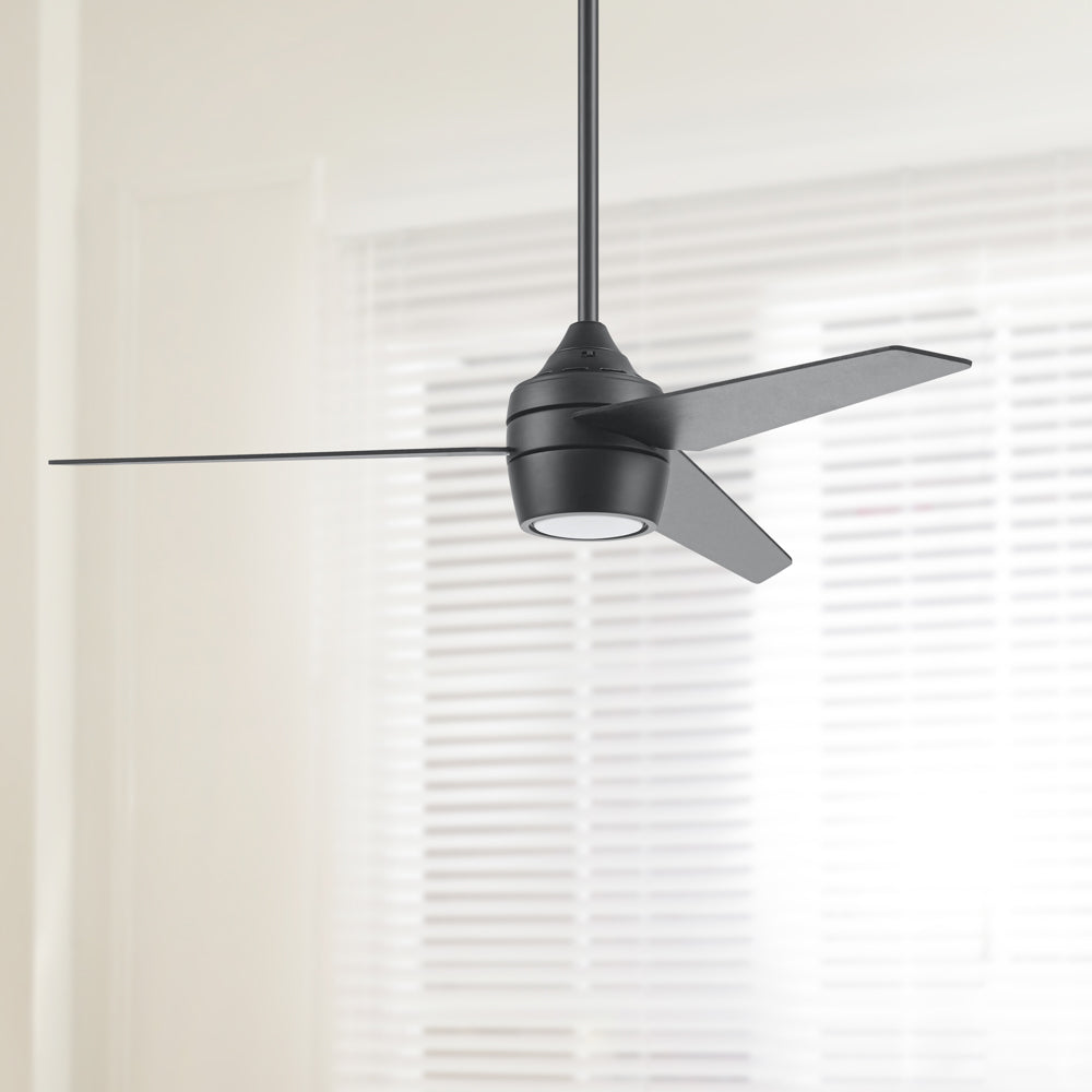 52 Inch Honeywell Eamon Matte Black Ceilling Fan with Light and Remote