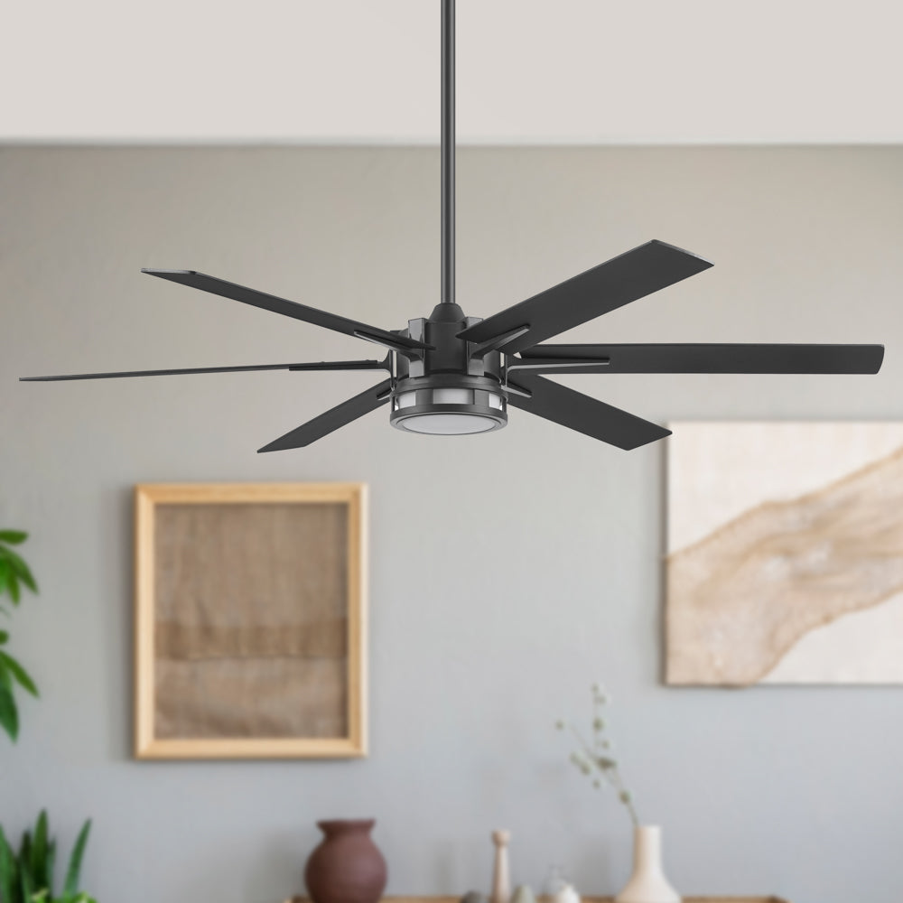 60 Inch Honeywell Kaliza Matte Black Color Changing LED Ceiling Fan with Light and Remote