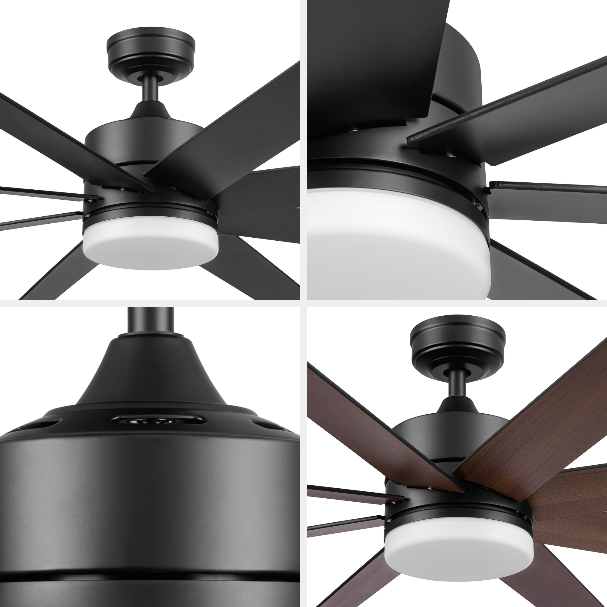 62 Inch Honeywell Kildee Matte Black Color Changing LED Ceiling Fan with Light and Remote