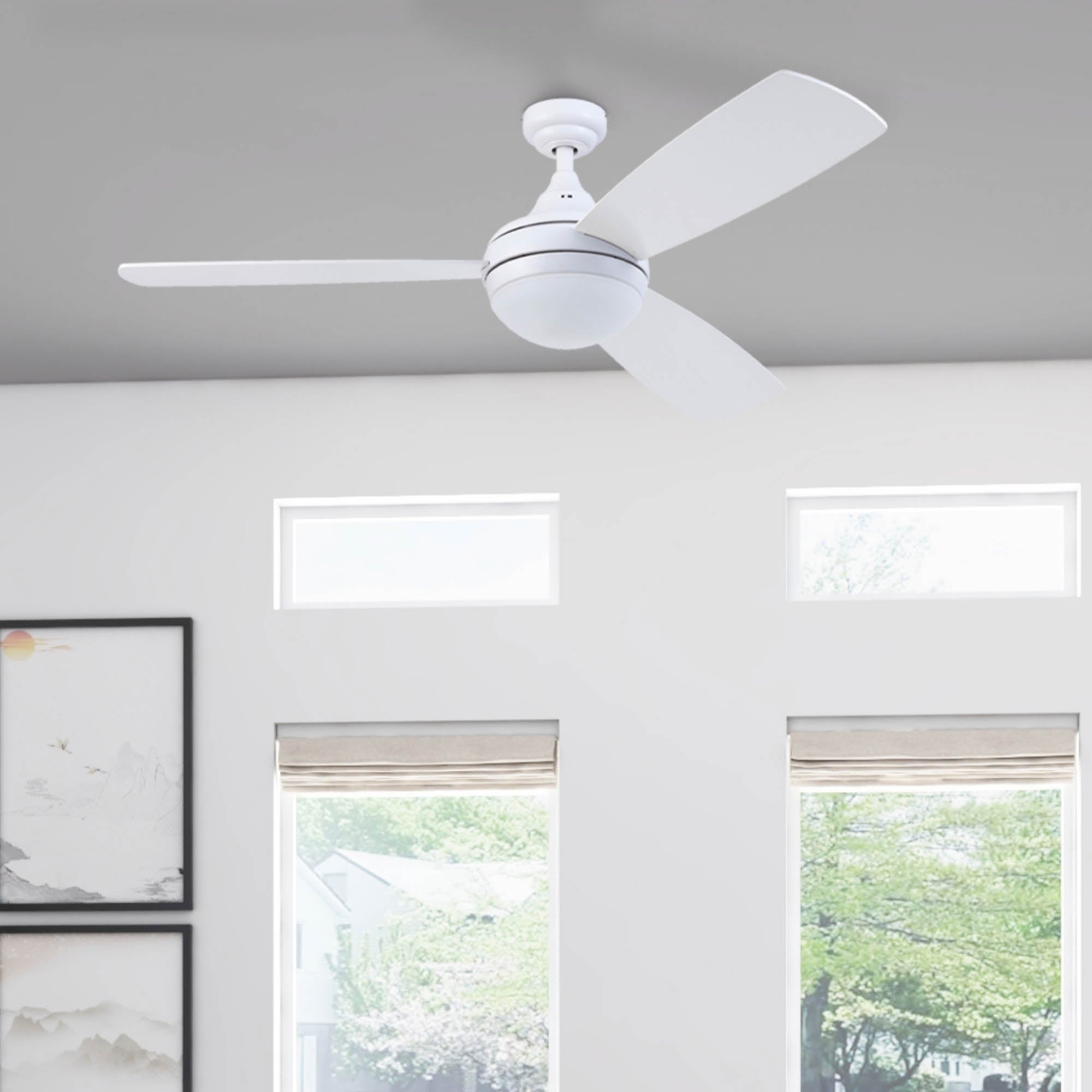 52 Inch Calico, White, Remote Control, Ceiling Fan