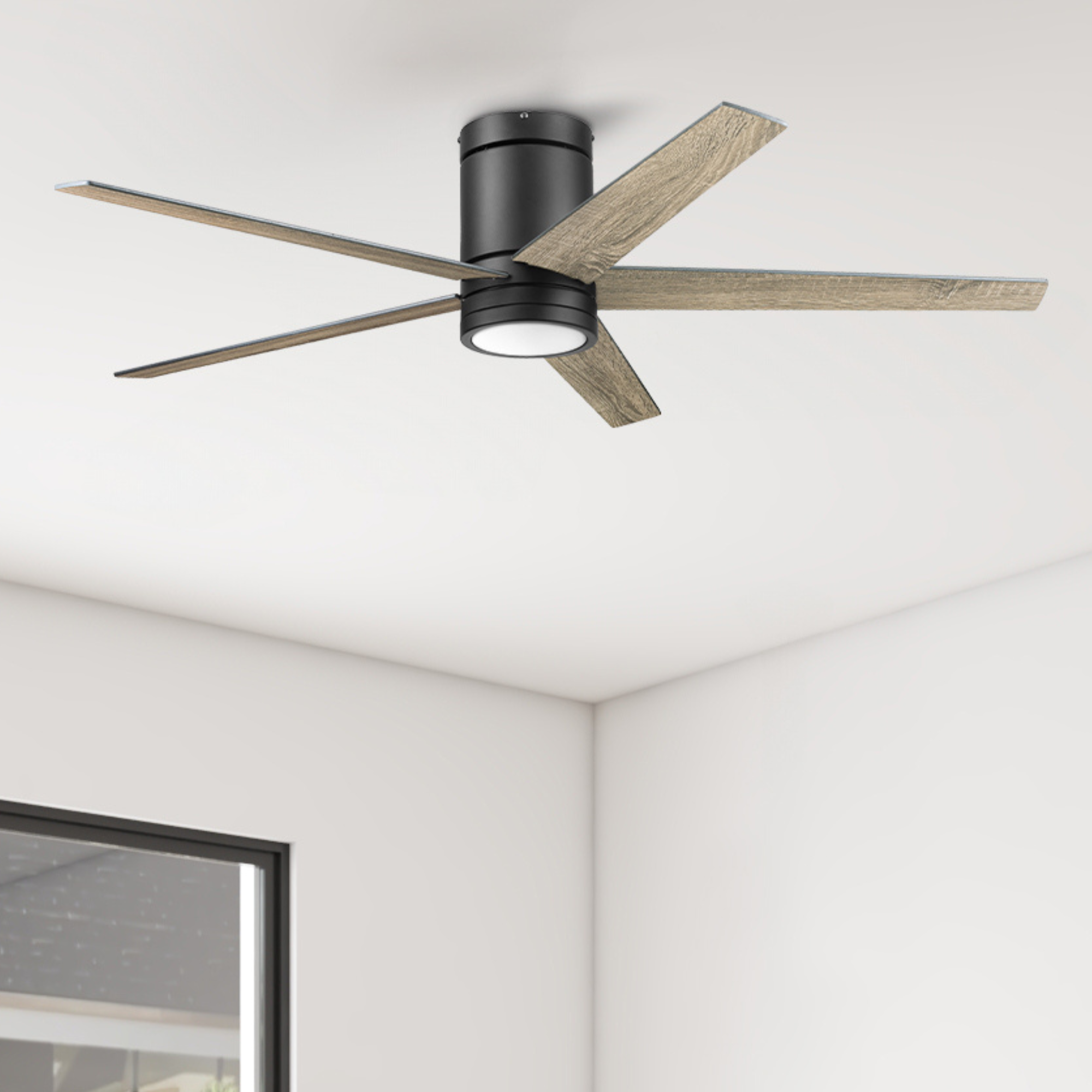 52 Inch Honeywell Graceshire Matte Black Ceiling Fan with Light and Remote