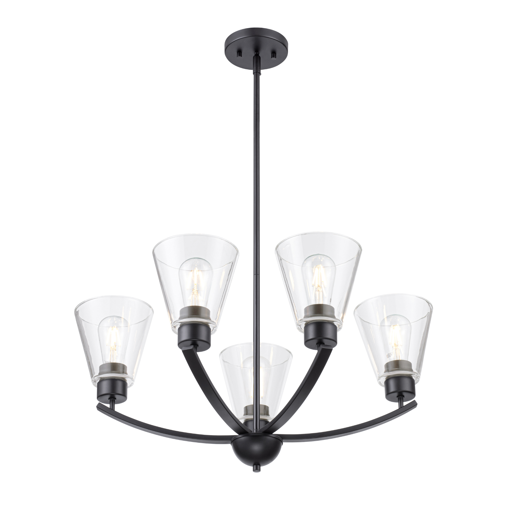 5-Light Fairendale Chandelier, Matte Black, Clear Glass