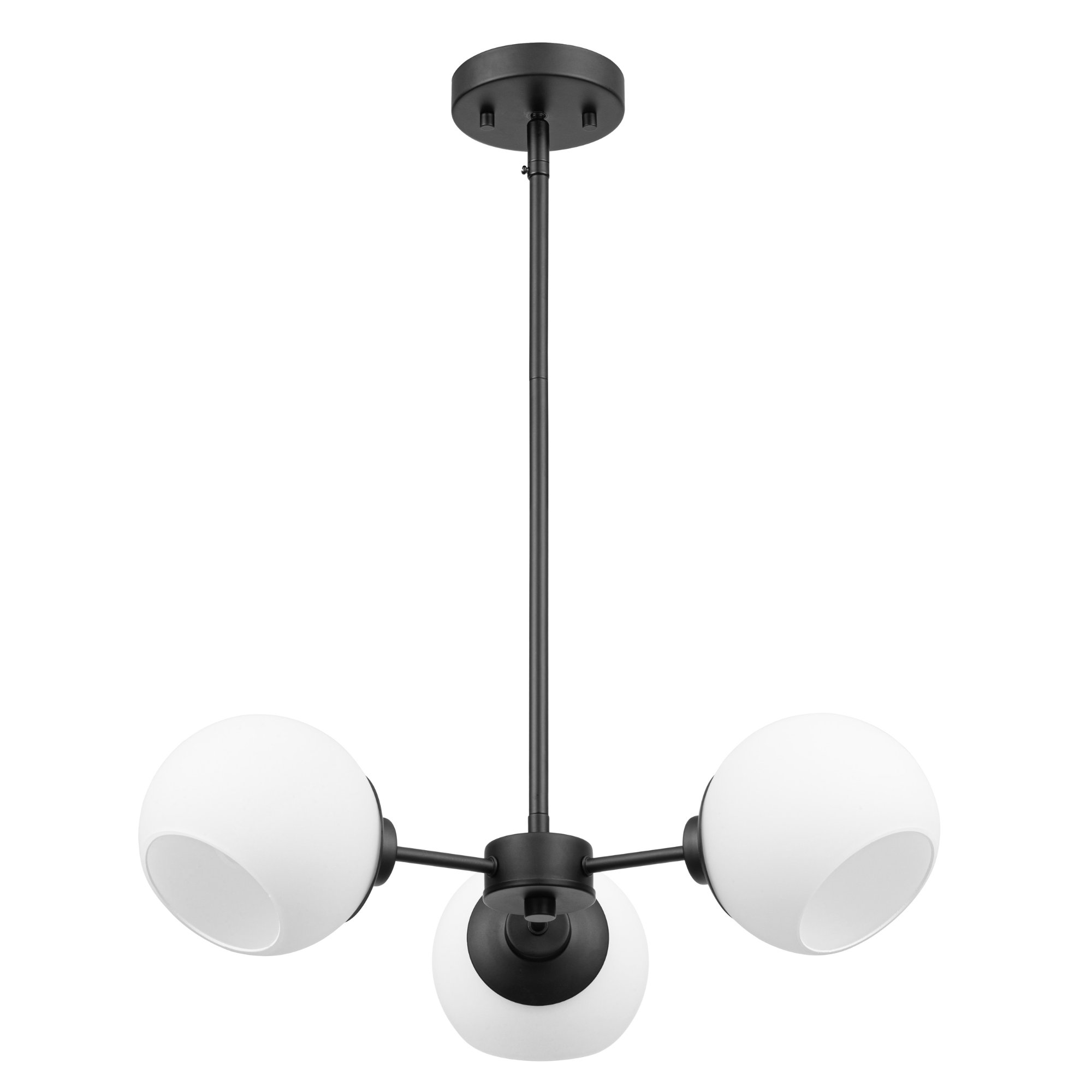 3-Light Stoll Chandelier, Matte Black, Opal Glass