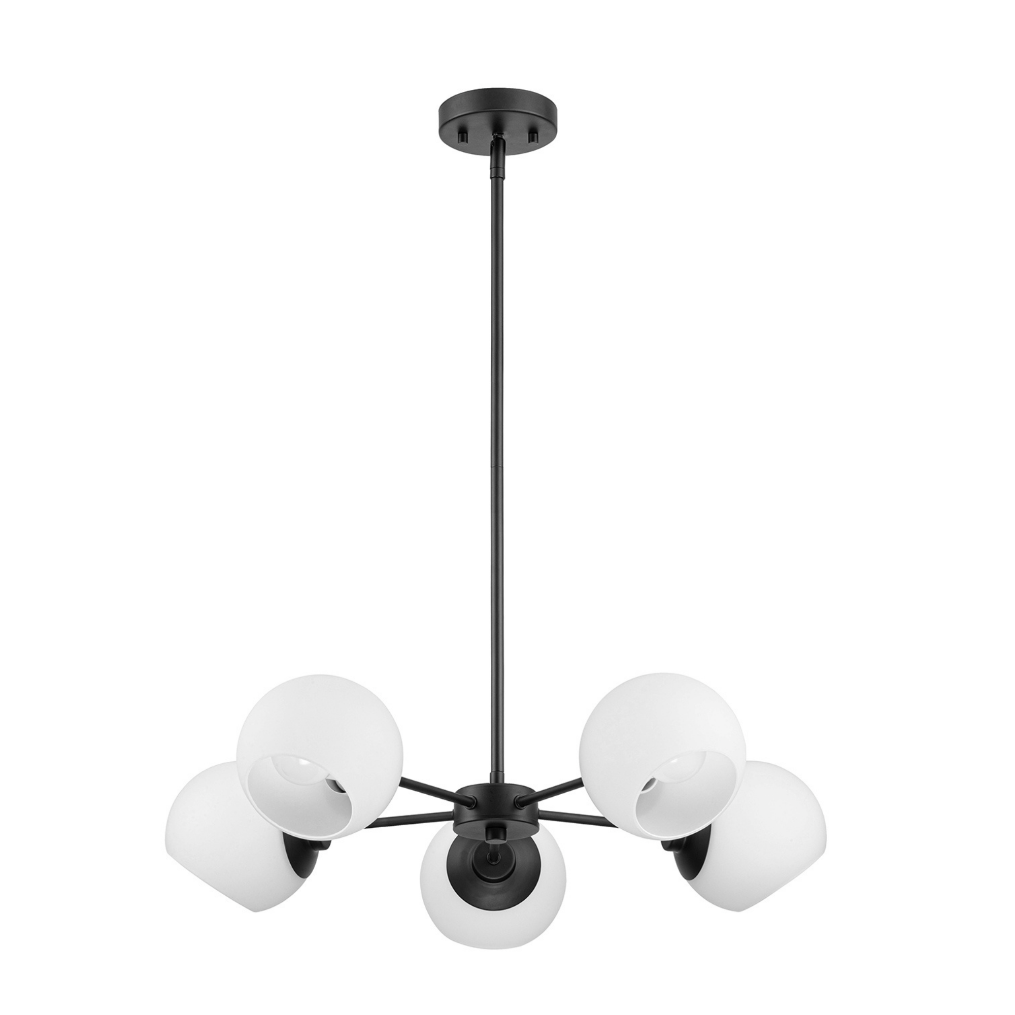 5-Light Stoll Chandelier, Matte Black, Opal Glass