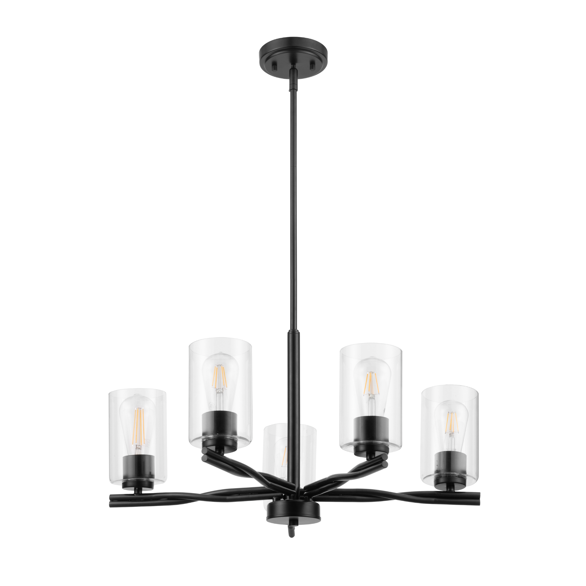 5-Light Lantier Chandelier, Matte Black, Clear Glass