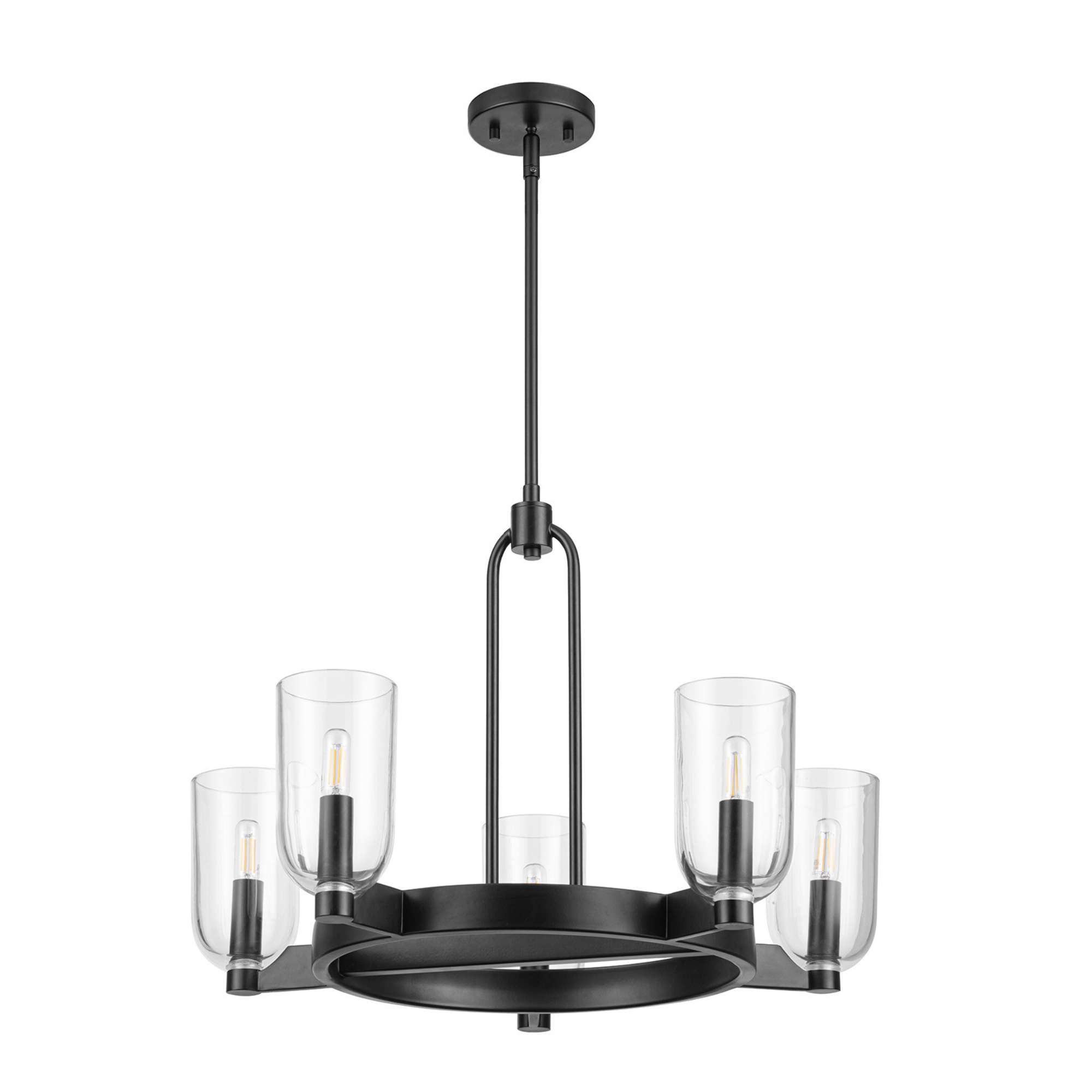 5-Light Hansley Chandelier, Matte Black, Clear Glass