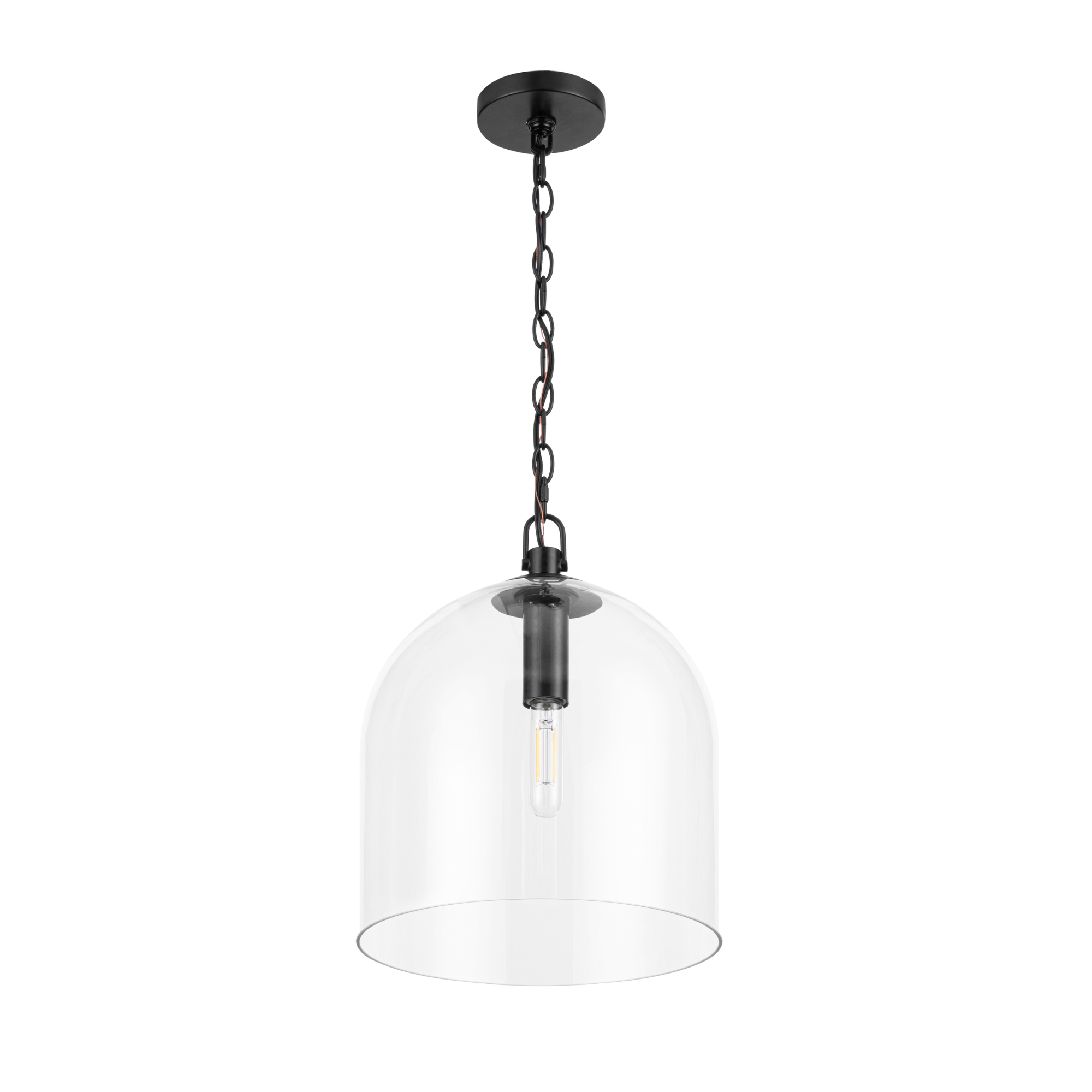 1-Light Hansley Pendant, Matte Black, Clear Glass