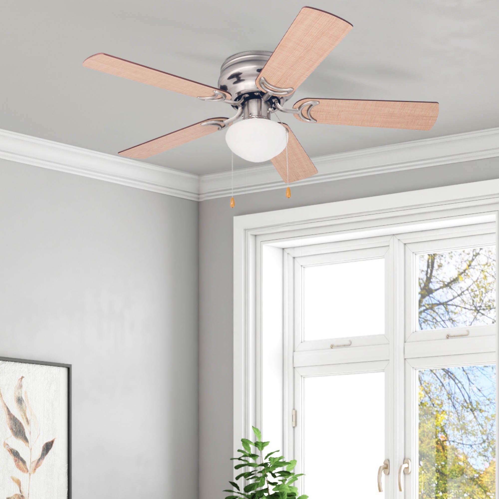 42 Inch Alvina, Satin Nickel, Pull Chain, Ceiling Fan