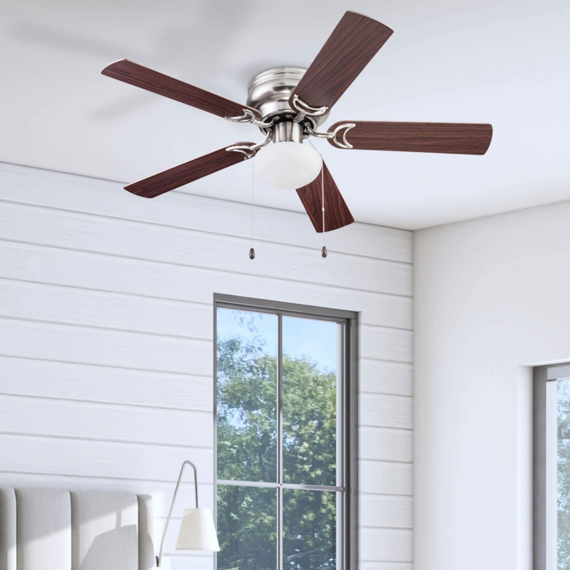 44 Inch Alvina, Satin Nickel, Pull Chain, Ceiling Fan