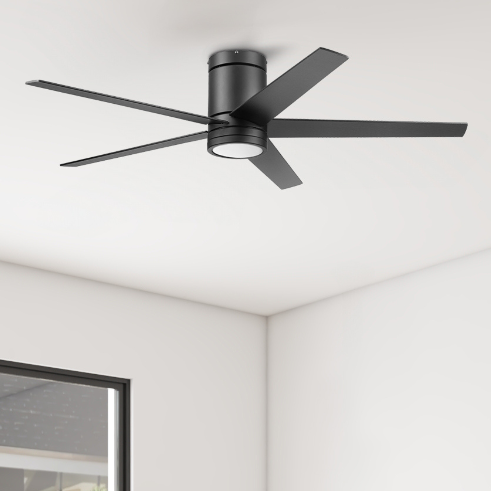 52 Inch Honeywell Graceshire Matte Black Ceiling Fan with Light and Remote