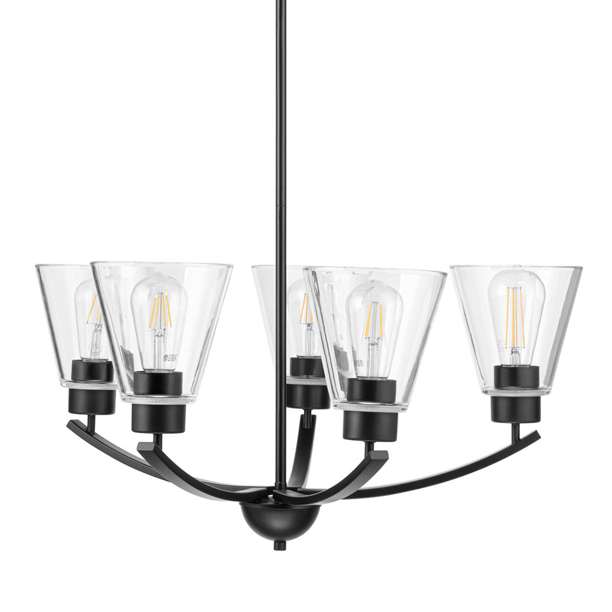 5-Light Fairendale Chandelier, Matte Black, Clear Glass