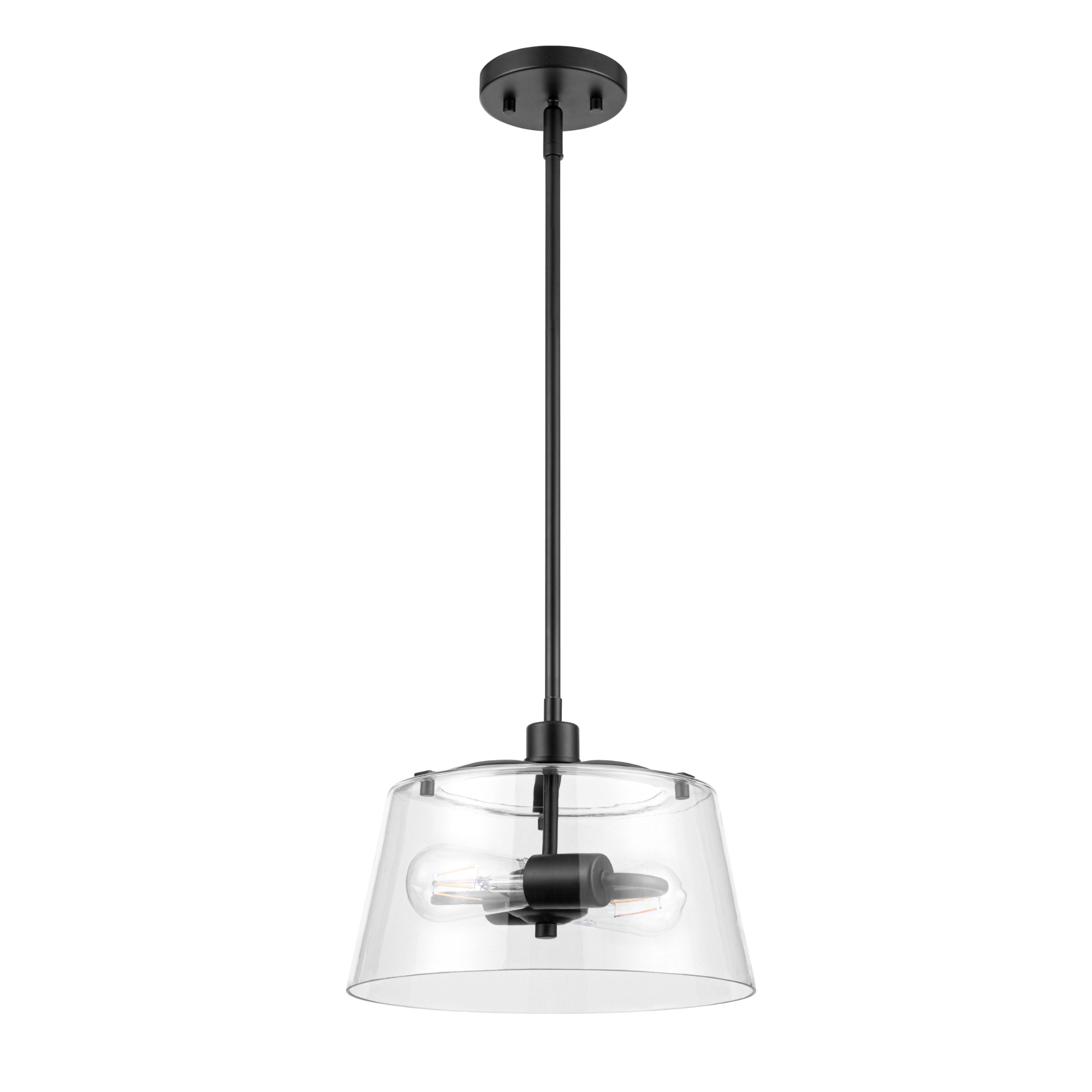 2-Light Fairendale Convertible Pendant/Semi-Flush, Matte Black, Clear Glass