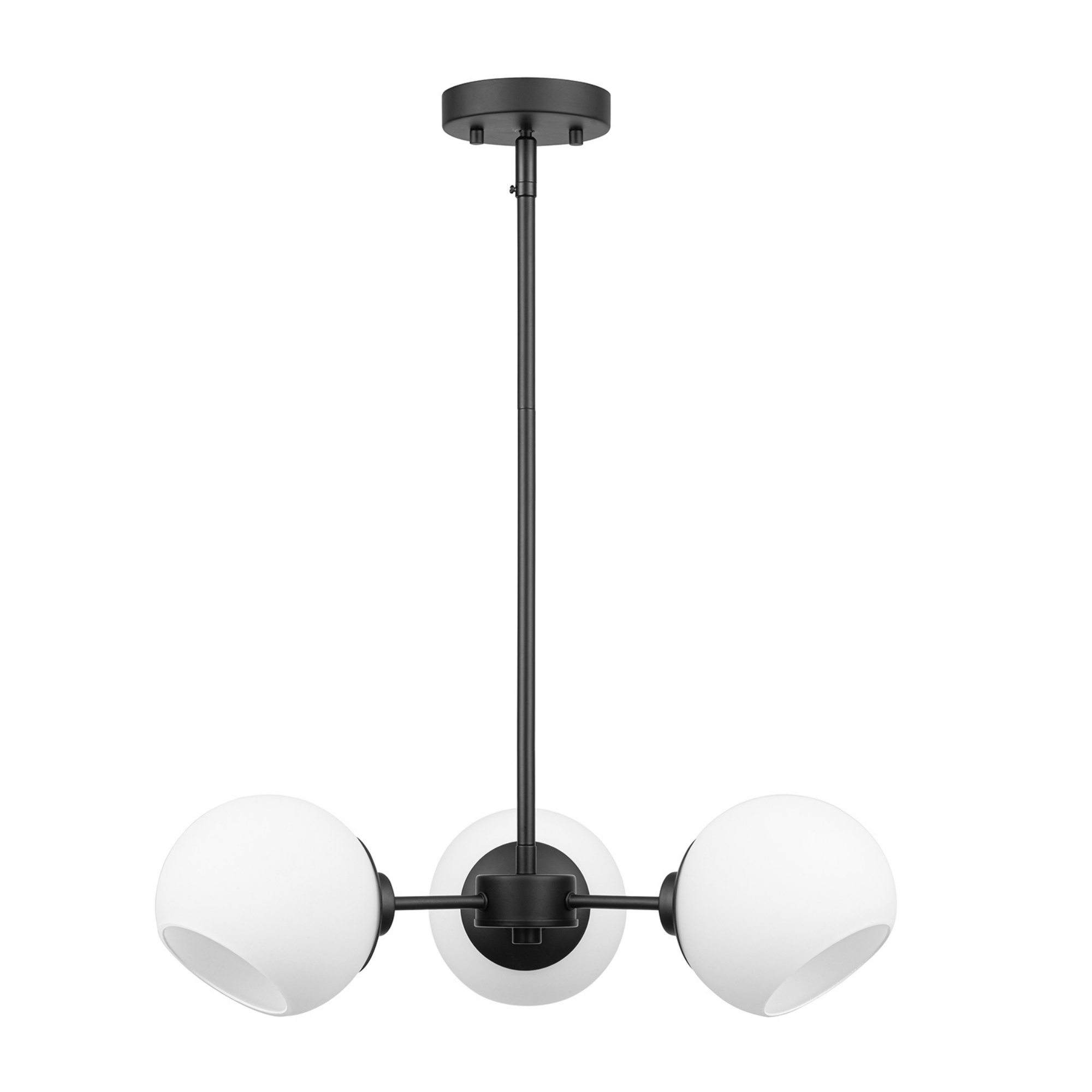 3-Light Stoll Chandelier, Matte Black, Opal Glass