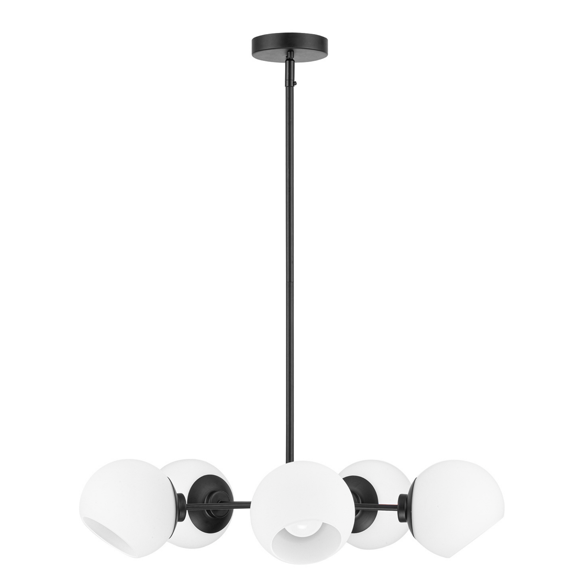 5-Light Stoll Chandelier, Matte Black, Opal Glass