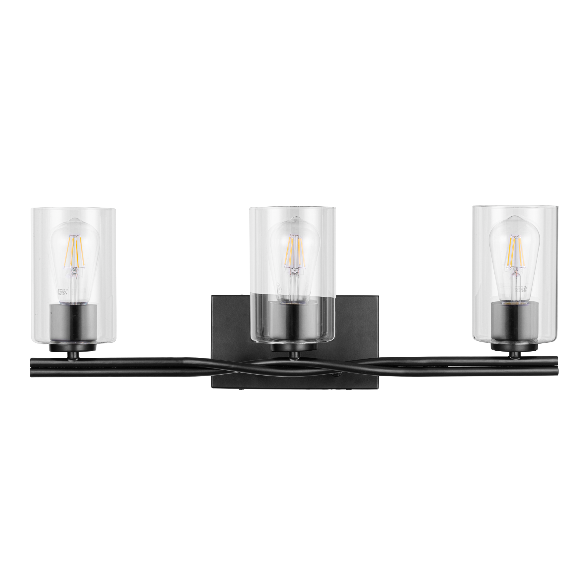 3-Light Lantier Vanity, Matte Black, Clear Glass