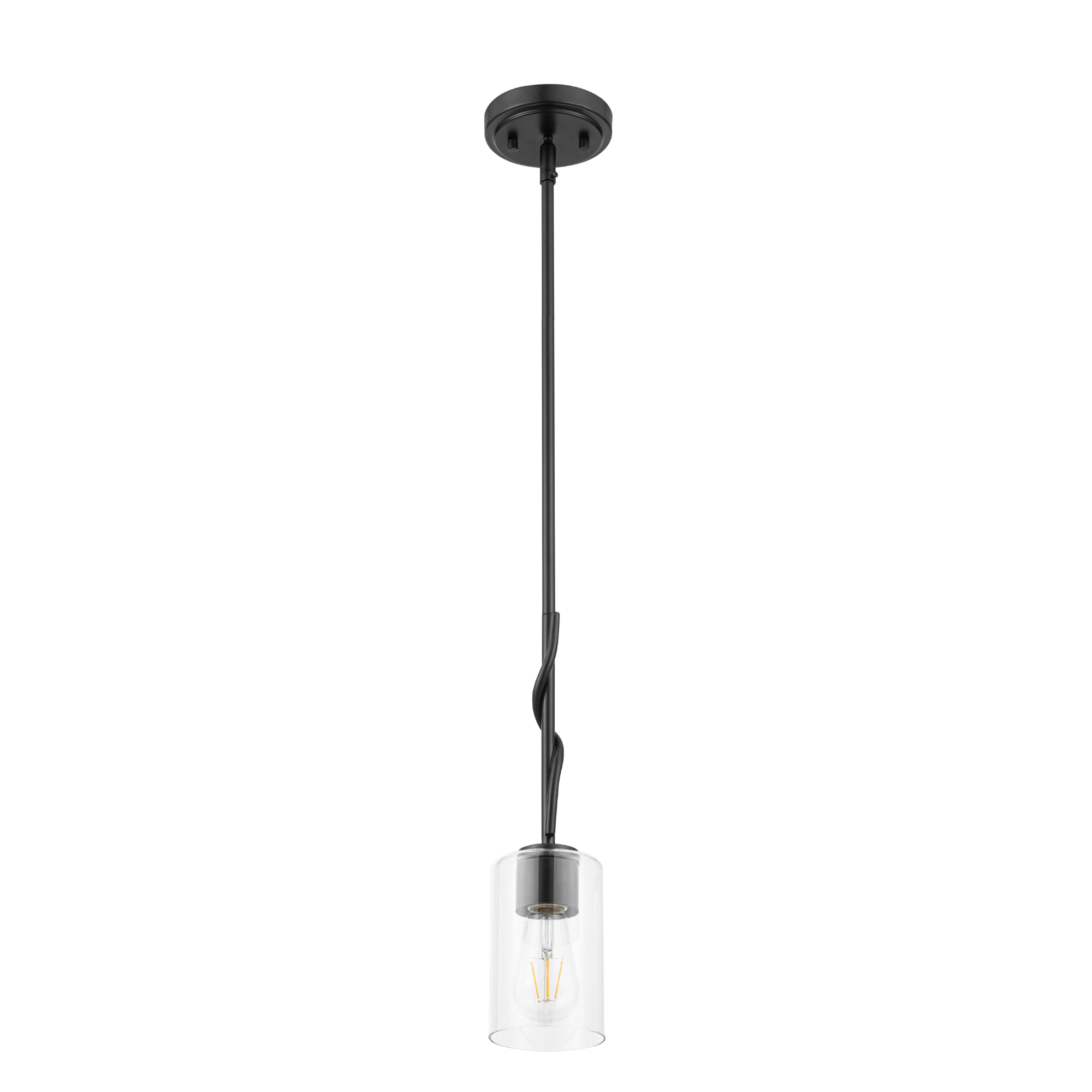 1-Light Lantier Mini Pendant, Matte Black, Clear Glass