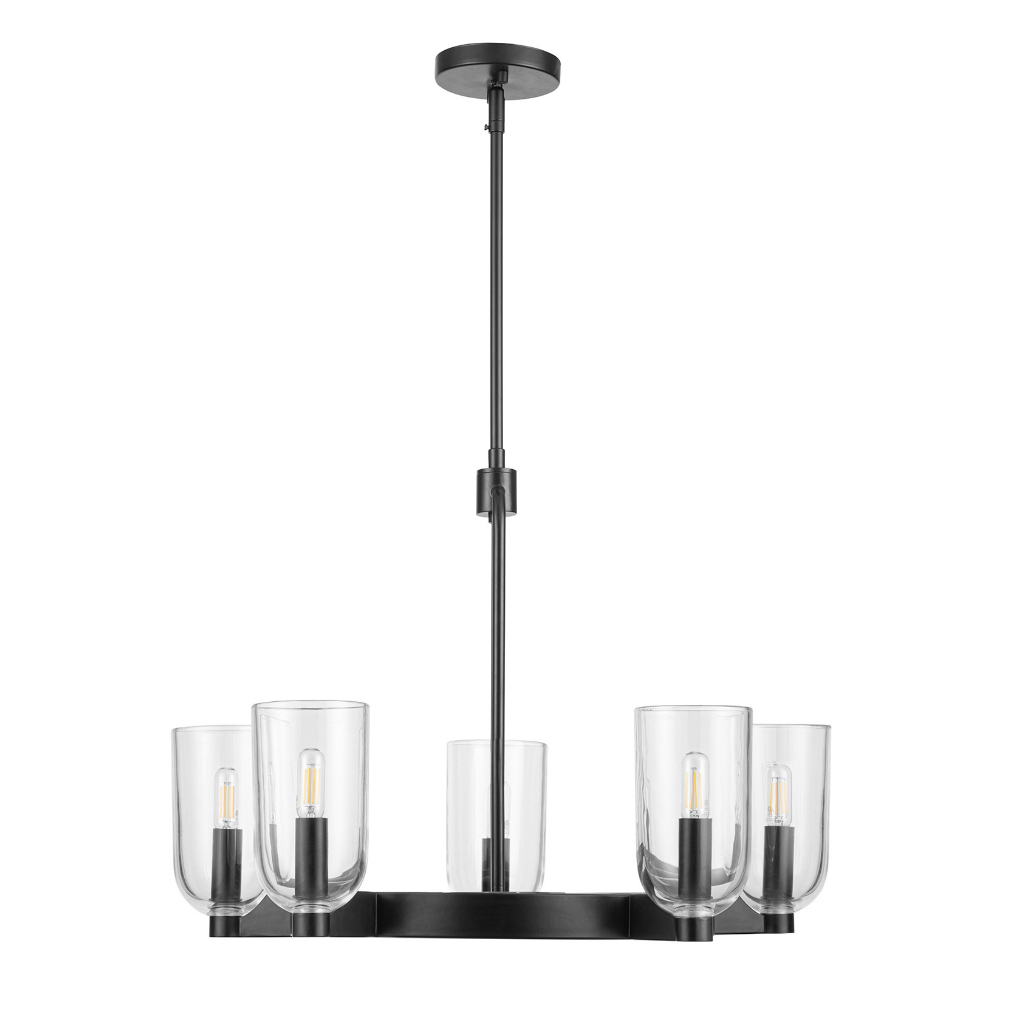 5-Light Hansley Chandelier, Matte Black, Clear Glass