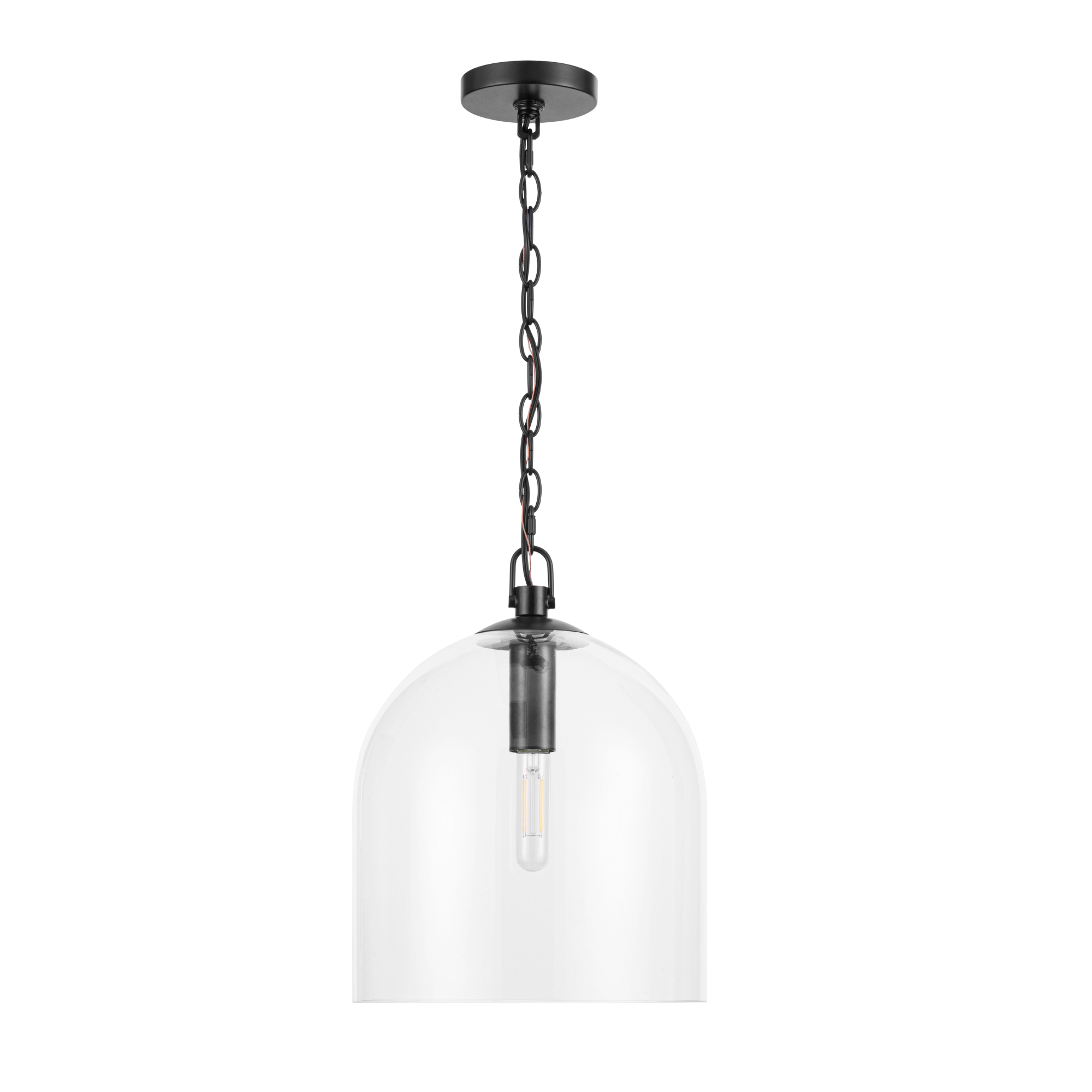 1-Light Hansley Pendant, Matte Black, Clear Glass