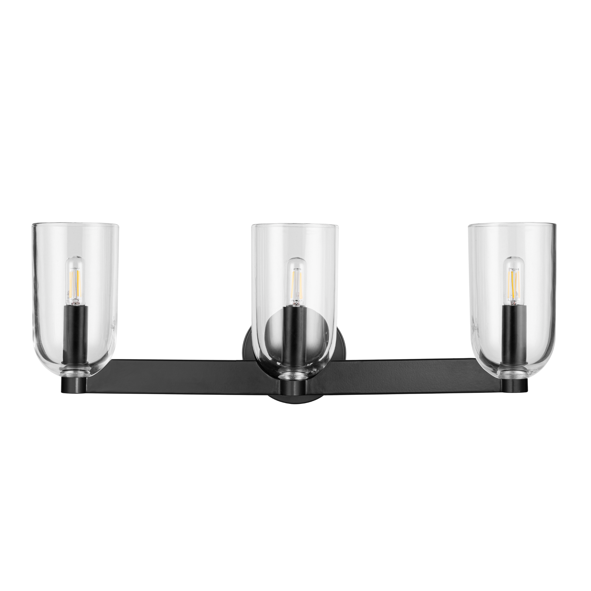 3-Light Hansley Vanity, Matte Black, Clear Glass