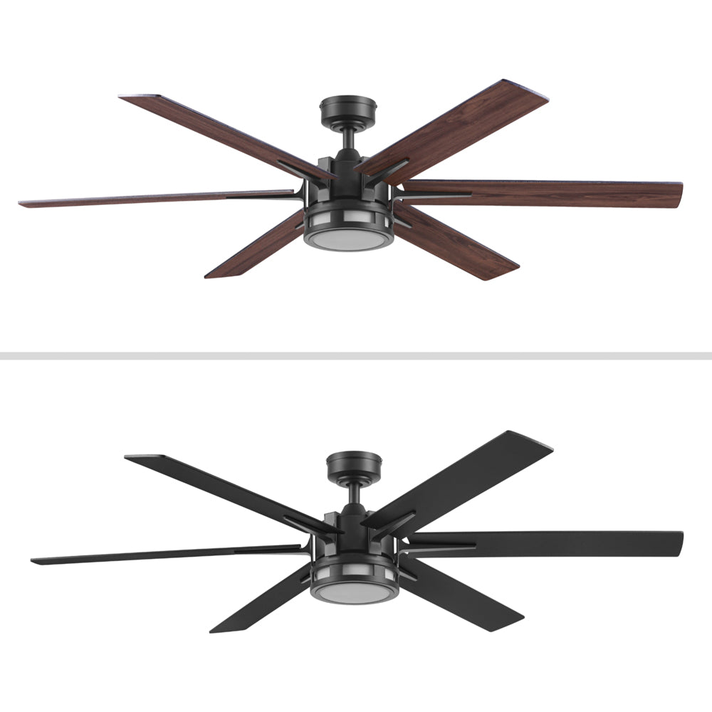 60 Inch Honeywell Kaliza Matte Black Color Changing LED Ceiling Fan with Light and Remote