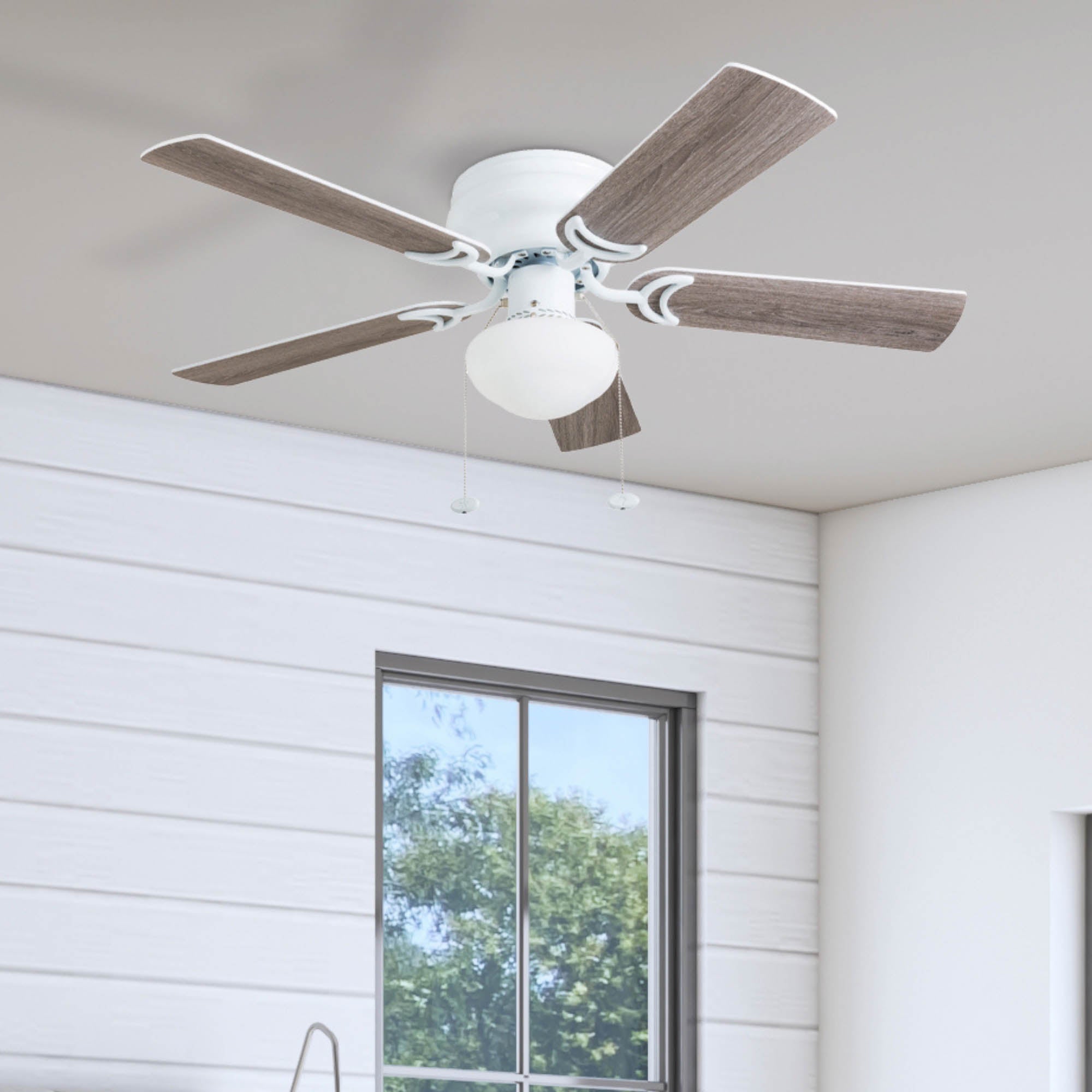 42 Inch Alvina, White, Pull Chain, Ceiling Fan