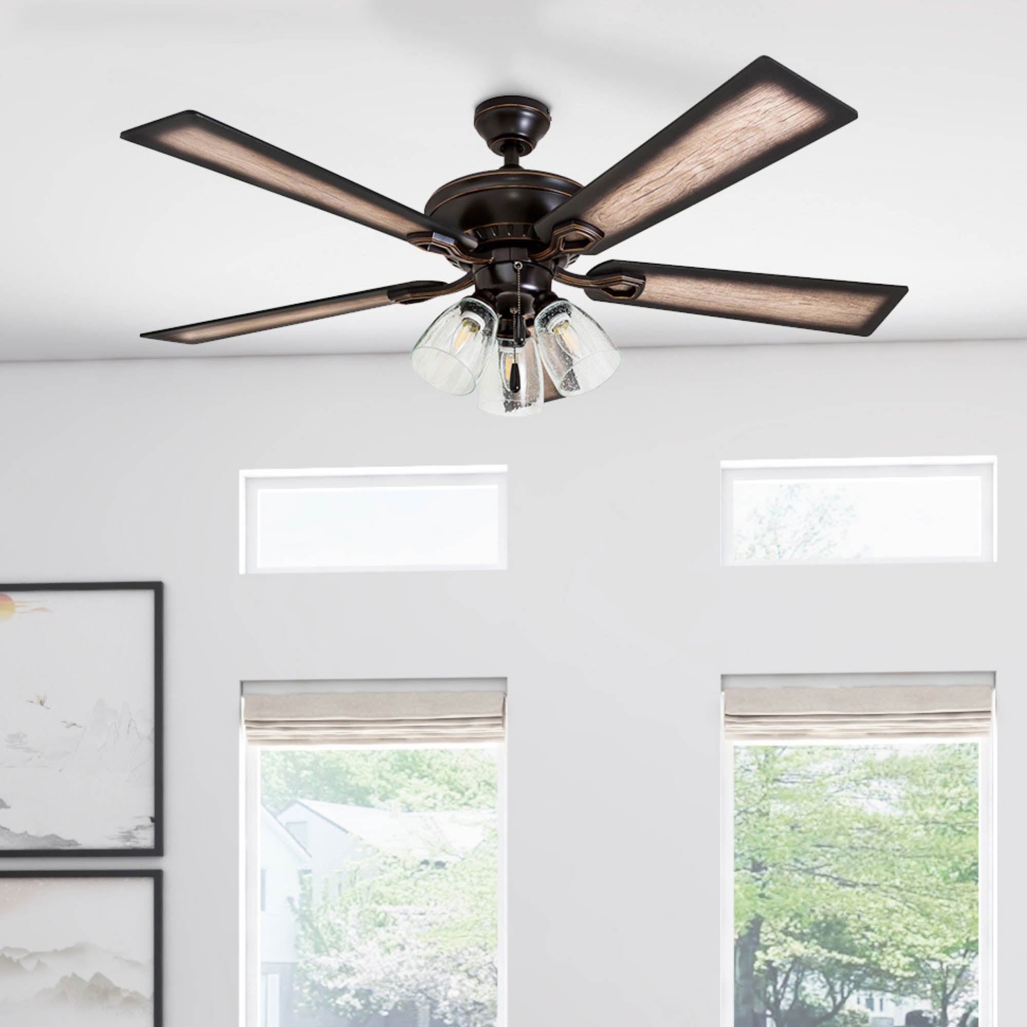 52 Inch Glenmont, Oil Rubbed Bronze, Pull Chain, Ceiling Fan