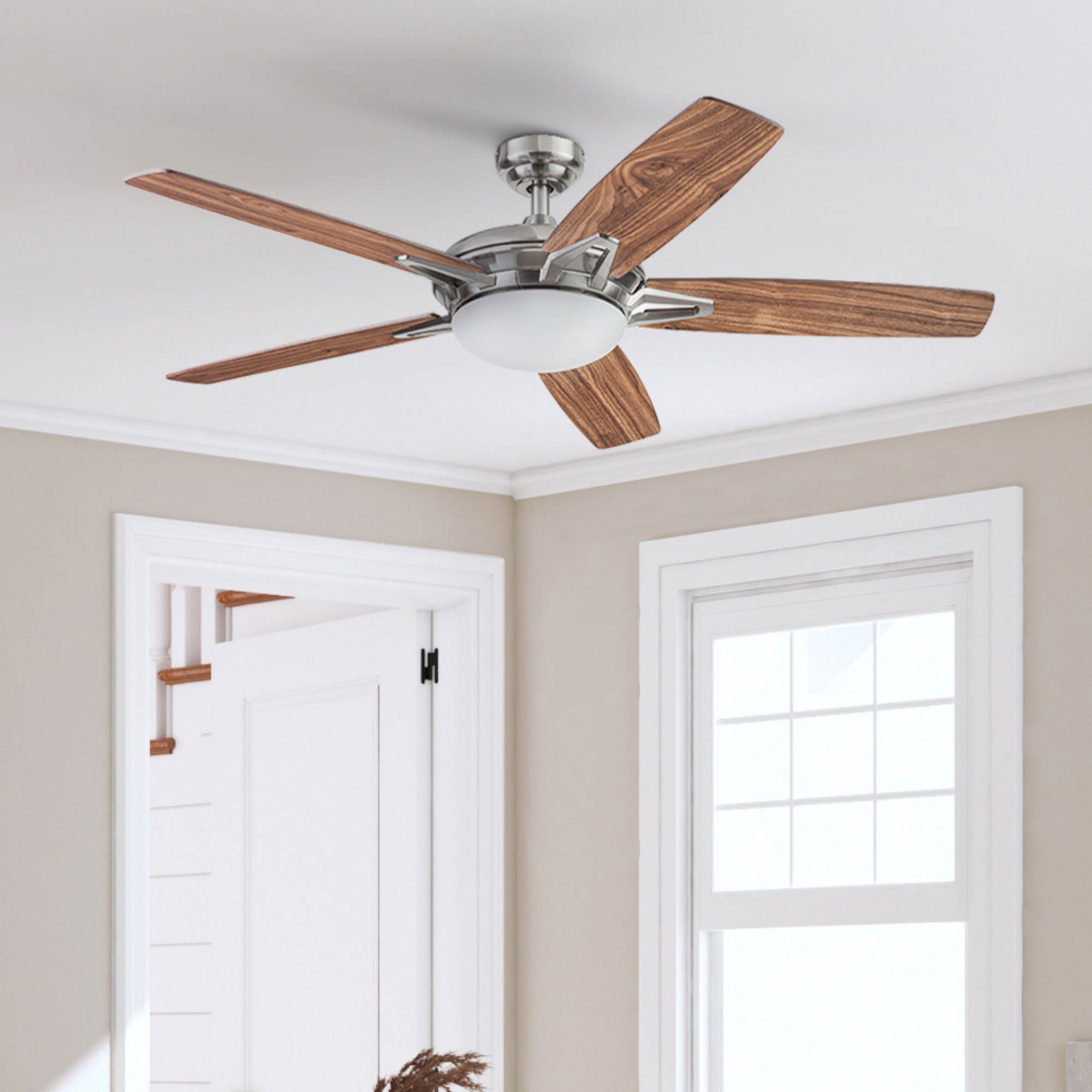Warmiplanet 52 Inch Indoor Ceiling Fan With Remote (2 Pack) – Brushed Nickel, LED Light, Reversible Motor