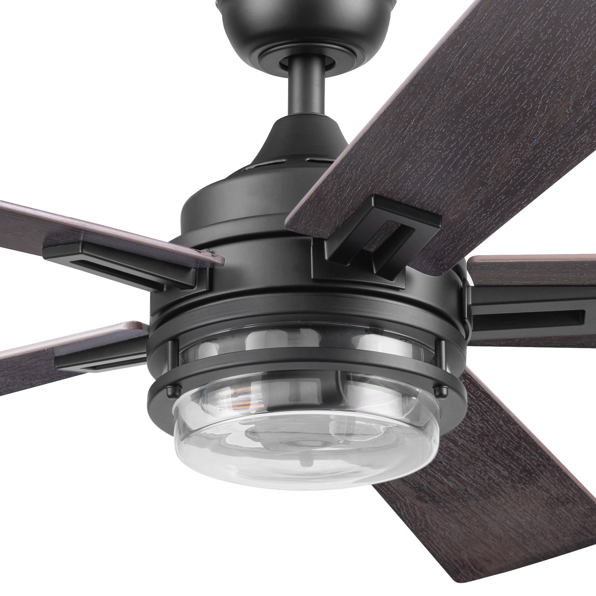 52 Inch Honeywell Myers Park Matte Black Ceiling Fan with Light and Remote