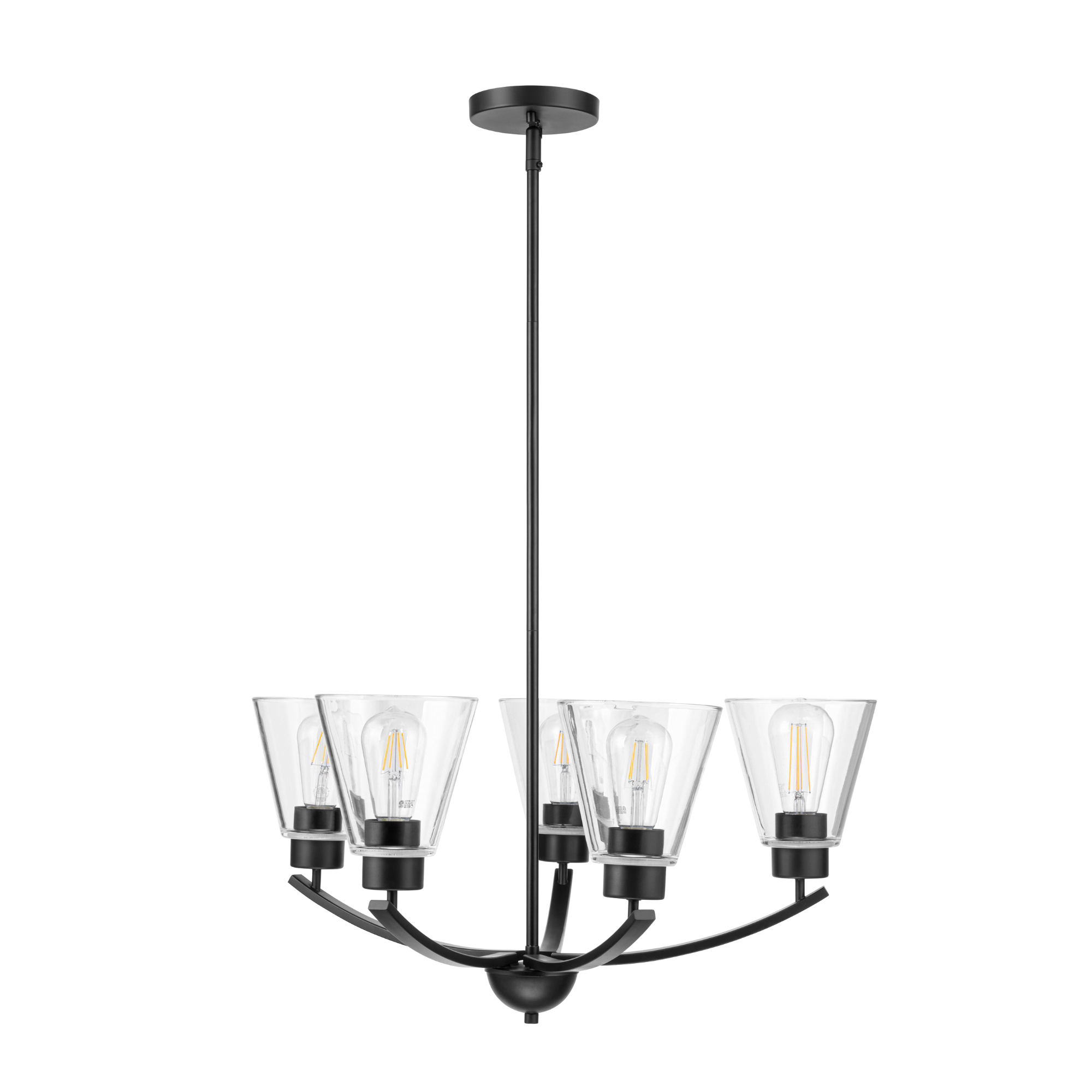 5-Light Fairendale Chandelier, Matte Black, Clear Glass