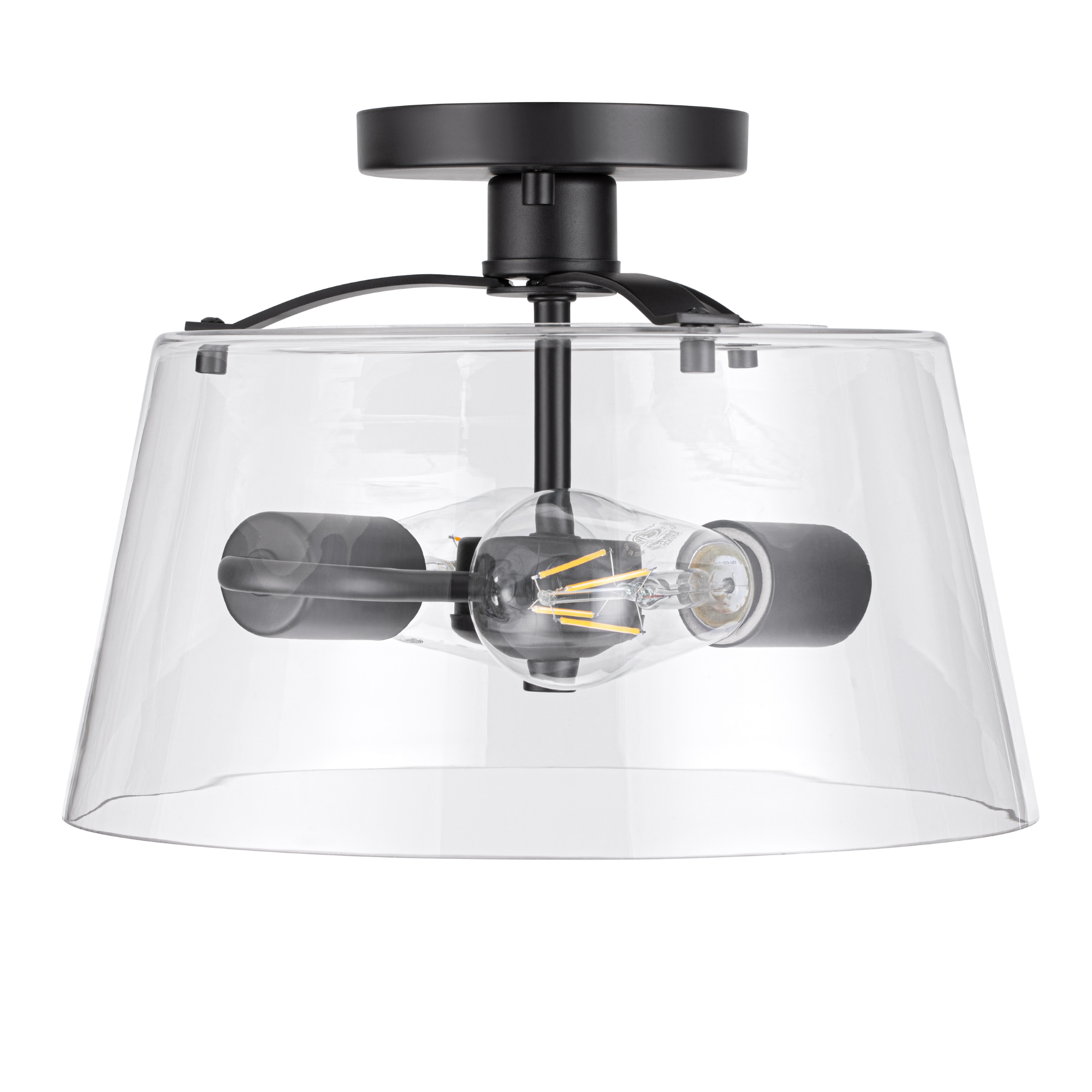 2-Light Fairendale Convertible Pendant/Semi-Flush, Matte Black, Clear Glass