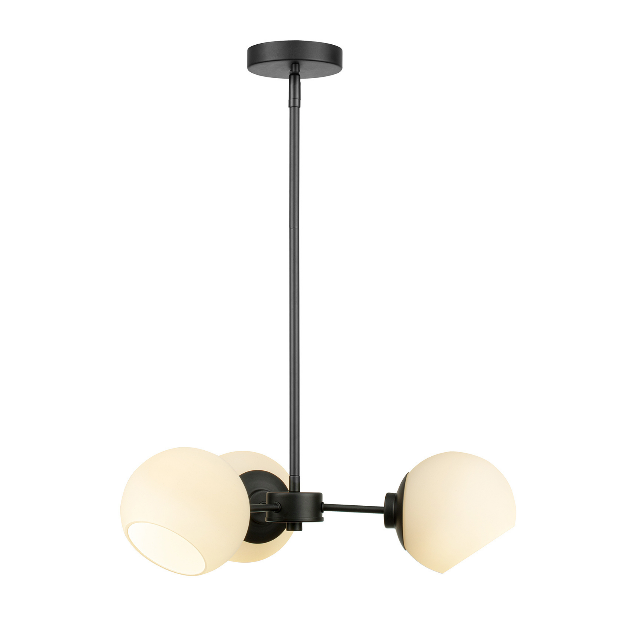 3-Light Stoll Chandelier, Matte Black, Opal Glass