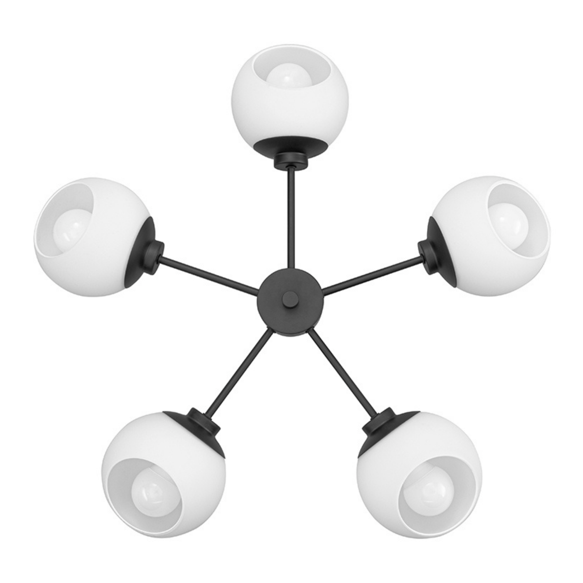 5-Light Stoll Chandelier, Matte Black, Opal Glass