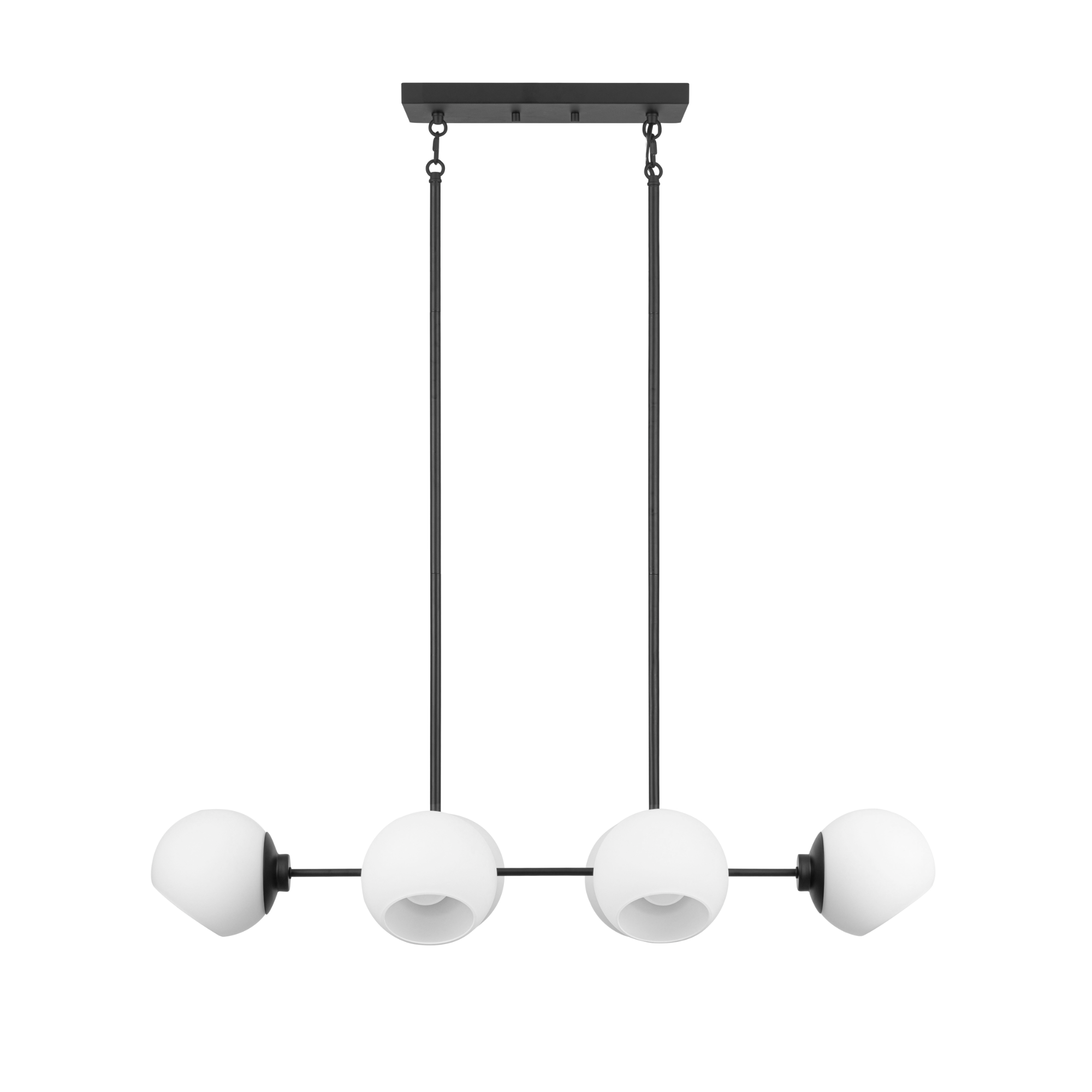 6-Light Stoll Chandelier, Matte Black, Opal Glass