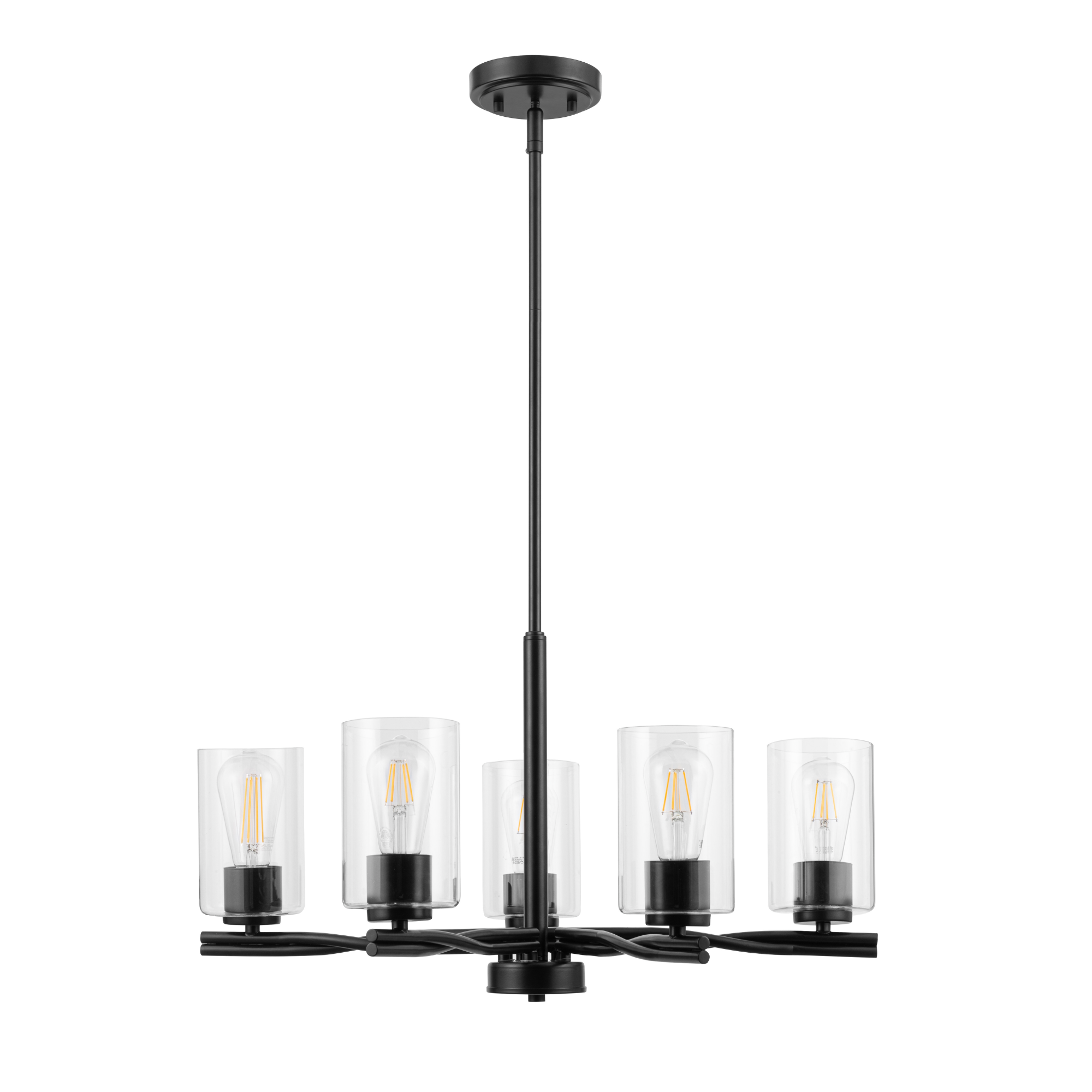 5-Light Lantier Chandelier, Matte Black, Clear Glass