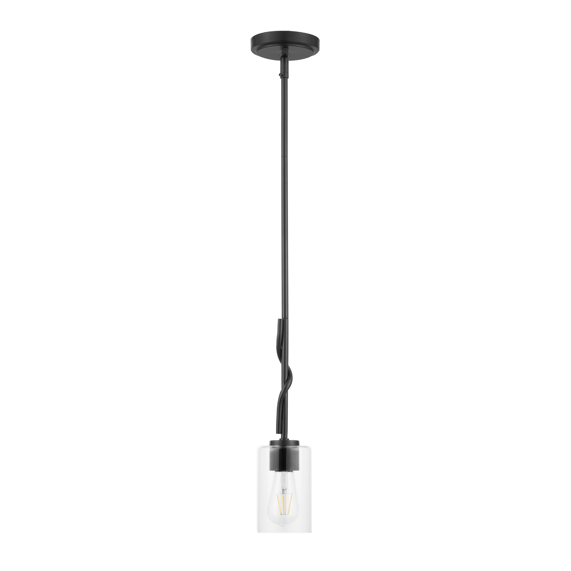 1-Light Lantier Mini Pendant, Matte Black, Clear Glass